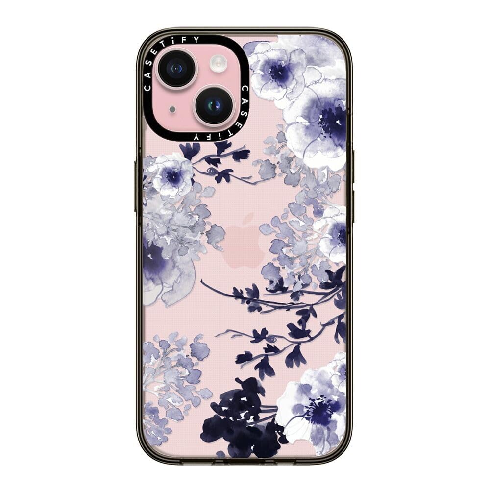 Casetify Compact Case For Iphone 15 [2X Military Grade Drop Tested / 4Ft Drop Protection]   Blue Spring   Clear Black