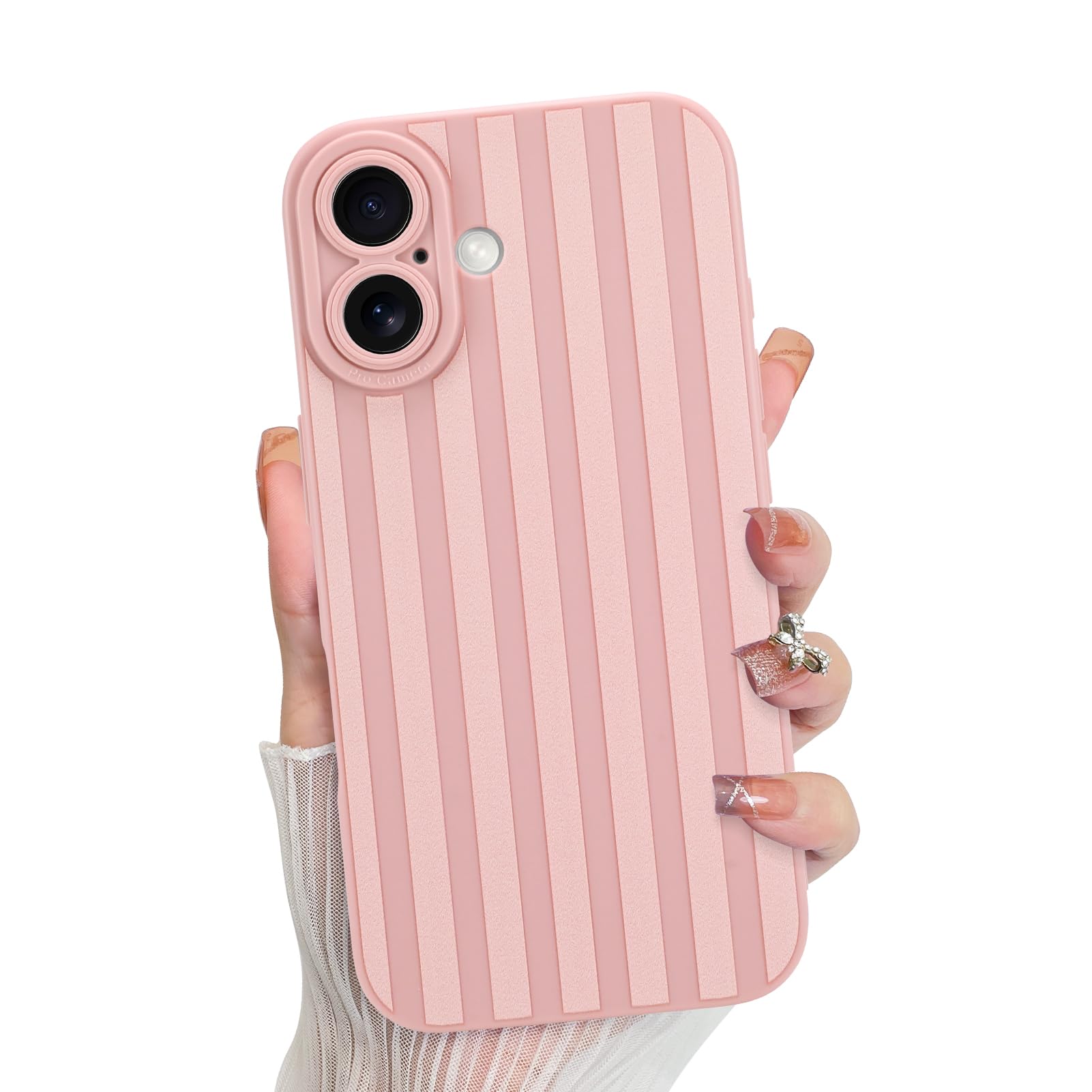KANGHAR Compatible with iPhone 16 Case, Silicone Stripes Cute Pattern, Camera Protection Soft Slim Phone Case for Phone Case -Pi