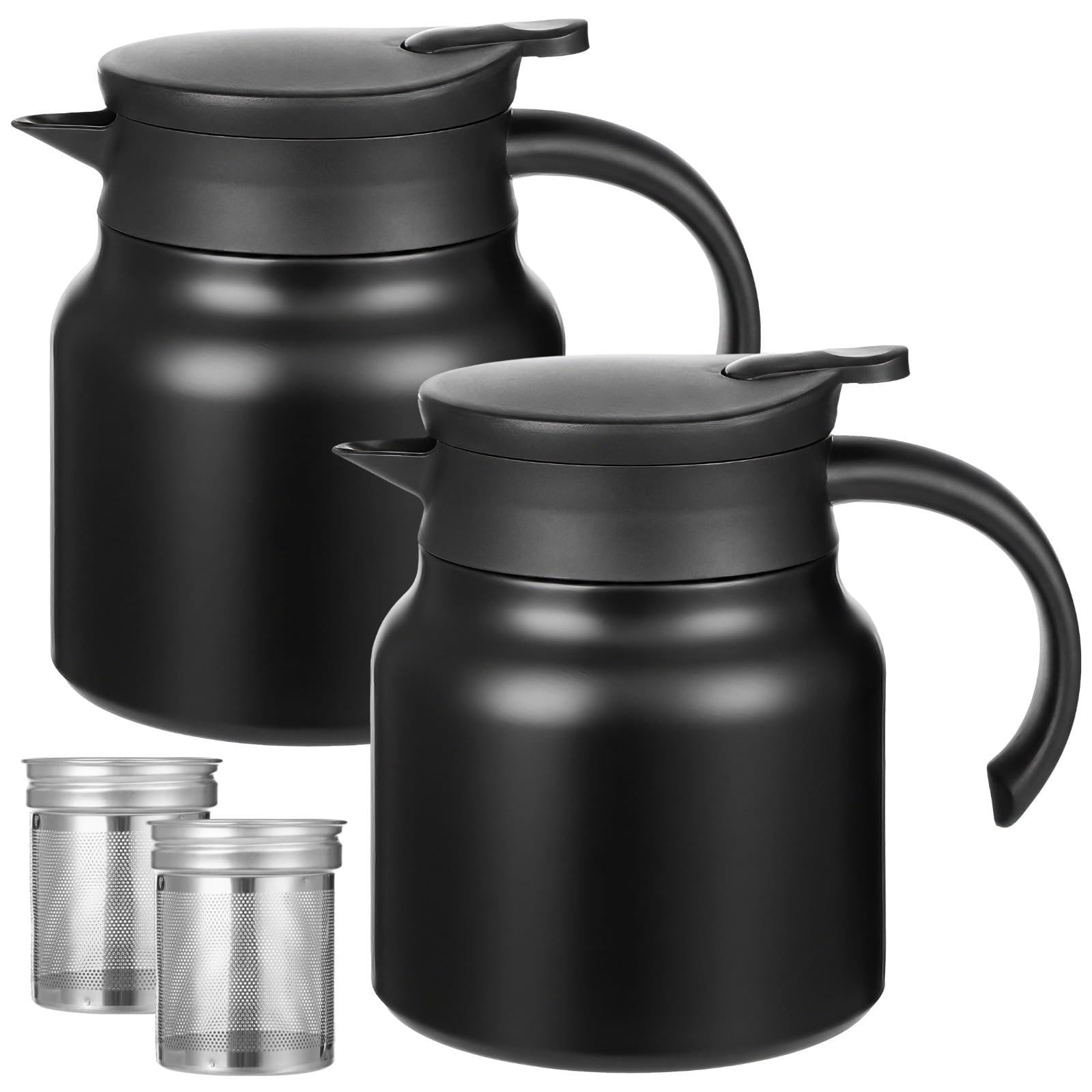 2 Pcs Thermal Coffee Carafe, 27 OZ Stainless Steel Insulated Tea Pots, Small Coffee Thermo Travel with Removable Stainless Steel
