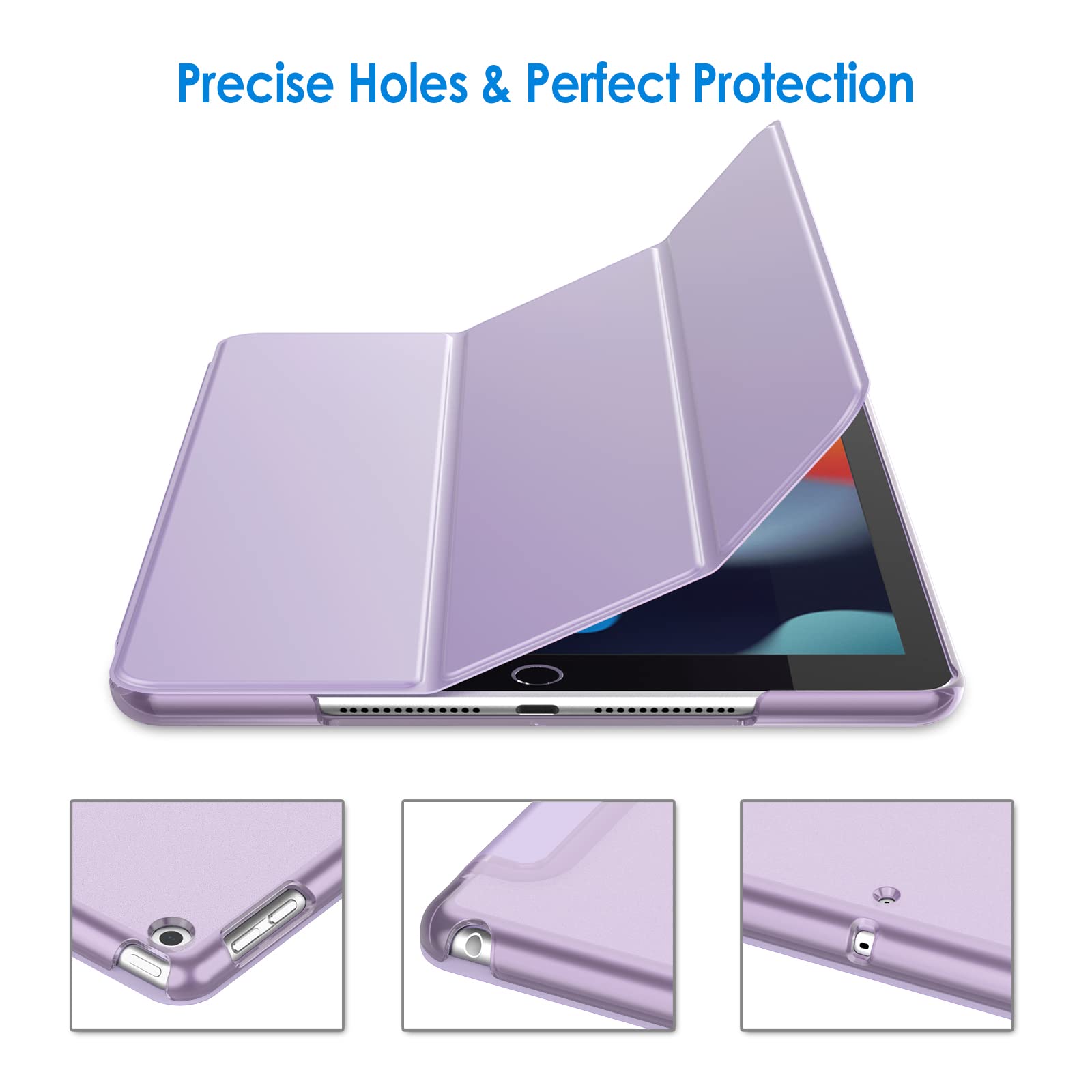 Jetech Case For Ipad 10.2-Inch (2021/2020/2019 Model, 9/8/7 Generation), Auto Wake/Sleep Cover (Light Purple)