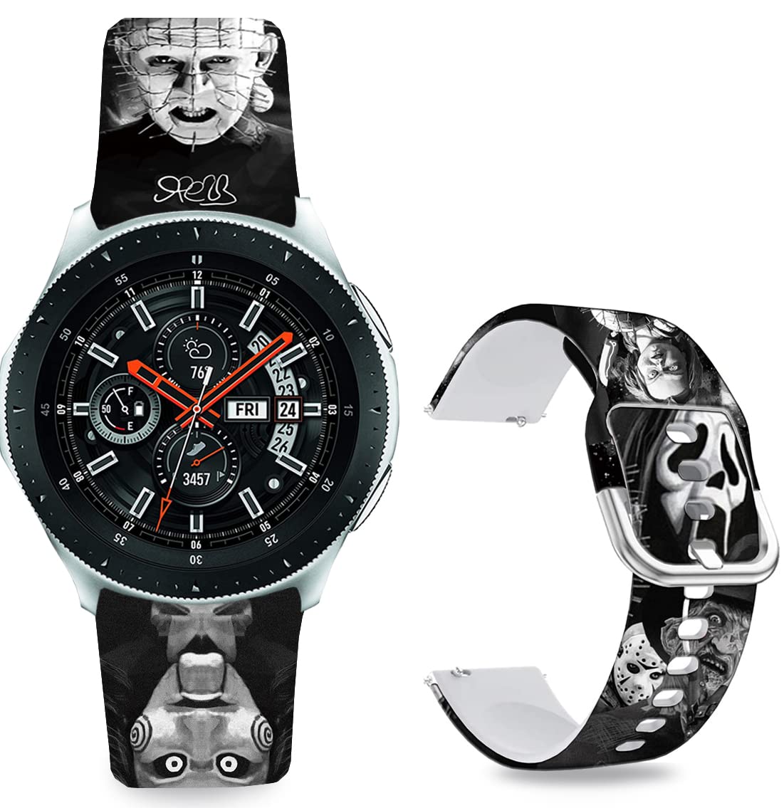 Sjiangqiao Pinhead Thriller Halloween Scream Horror Hellraise Chucky Bands Compatible With Samsung Galaxy Watch 46Mm/Watch 3 45M
