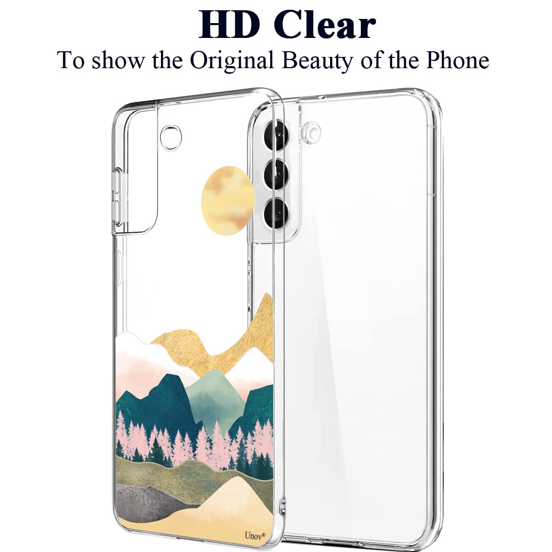 Unov Phone Case Compatible Samsung Galaxy S22 5G Shock Absorption Embossed Pattern TPU Sierra Mountains 6.1 inch