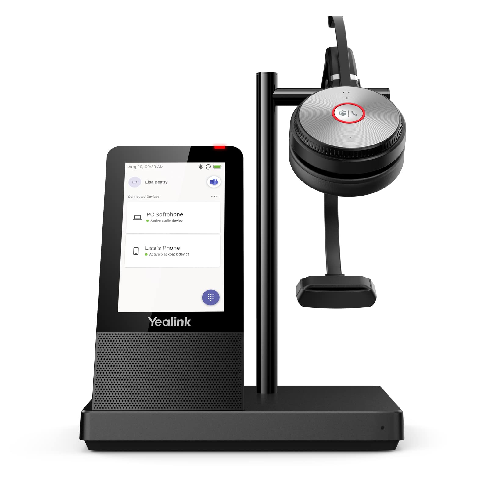 Yealink Wh66 Mono Wireless Dect Headset Teams Certified,Long Wireless Range 160M/525Ft,Talk Time 13H,Speaker,Work With Pc/Laptop