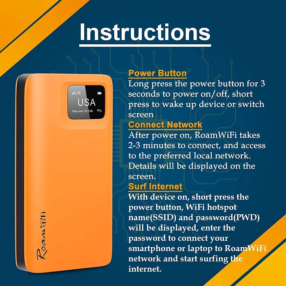 Roamwifi 4G Lte Mobile Hotspot Router, Worldwide Portable High Speed Hotspot With Us 10Gb & Global 1Gb Data 30Day,No Sim Card Ne