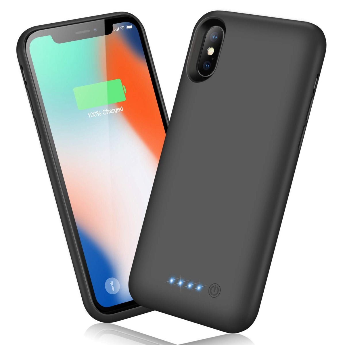 Qtshine Battery Case For Iphone X/Xs/10, Newest [6500Mah] Protective Portable Charging Case Rechargeable Extended Battery Pack F