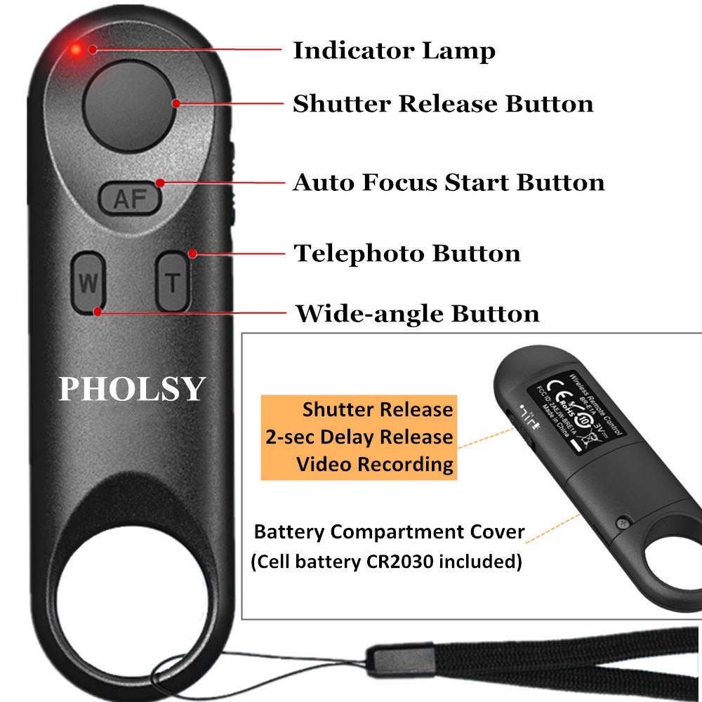 Pholsy Wireless Remote Control Camera Remote Shutter Compatible With Canon Br-E1 R100, R7, R10, R8, 90D, 850D, R5, R6, 200D, 200