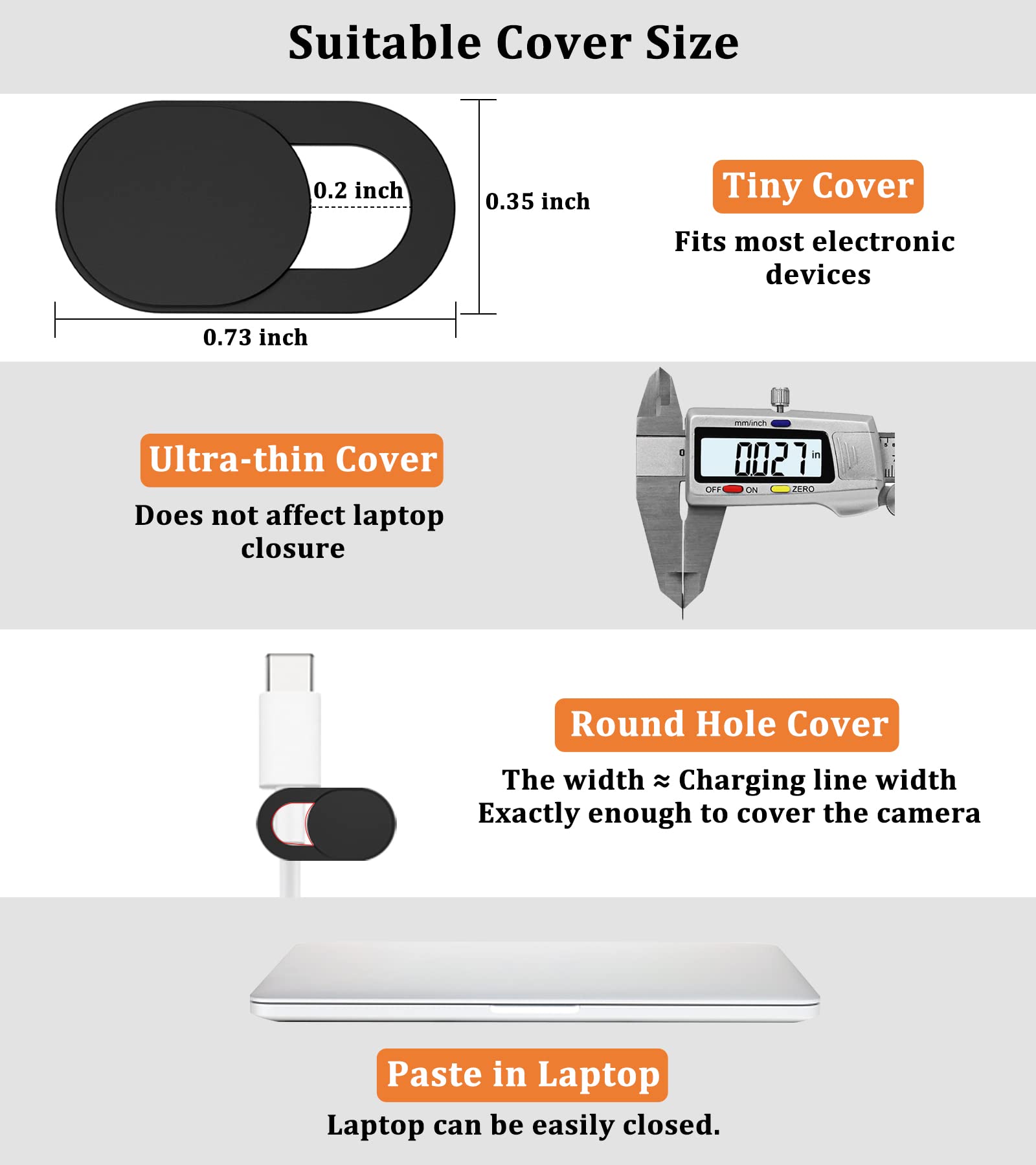 Yilador Webcam Cover, 0.03In Ultra Thin Slide Web Camera Covers For Laptop Computer Smartphone Mac Imac Macbook, Sliding Blocker