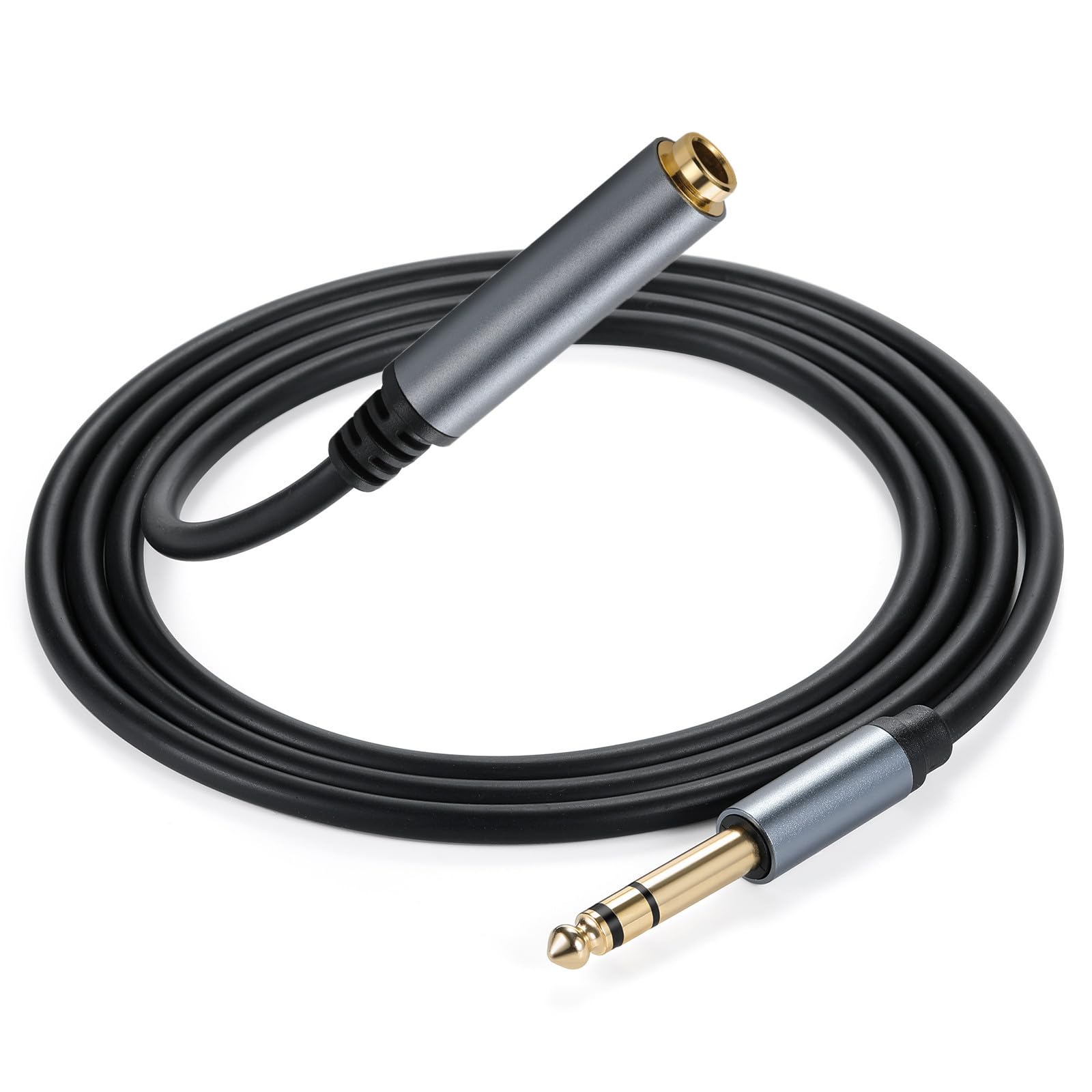 Halokny 6.35Mm To 6.35Mm Instrument Cable, Golden Plated 1/4 Inch Male To Female Trs Stereo Audio Jack For Electric Guitar, Bass