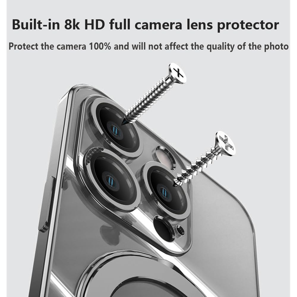 Zinlyuen Magnetic Ring Case For Iphone 16 Case Kickstand Compatible With Magsafe Built In Camera Lens Protector Shockproof Phone