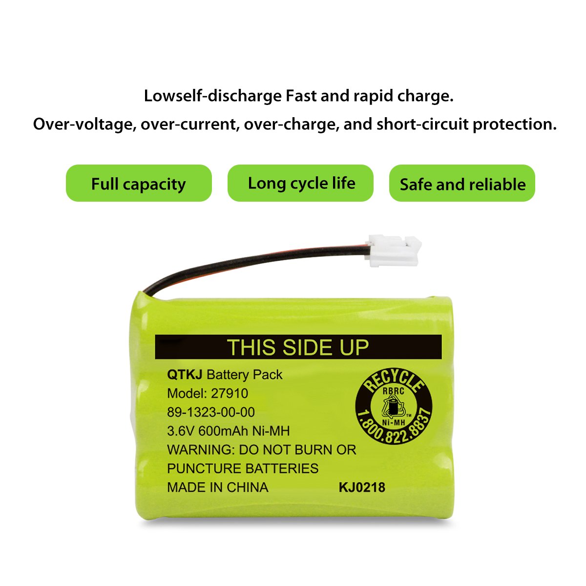 Qtkj Cordless Phone Battery For Motorola Sd-7501 Md7161 At&T 27910 89-1323-00-00 E1112 E2801 Tl72108 Vtech I6725 Radioshack 23-9