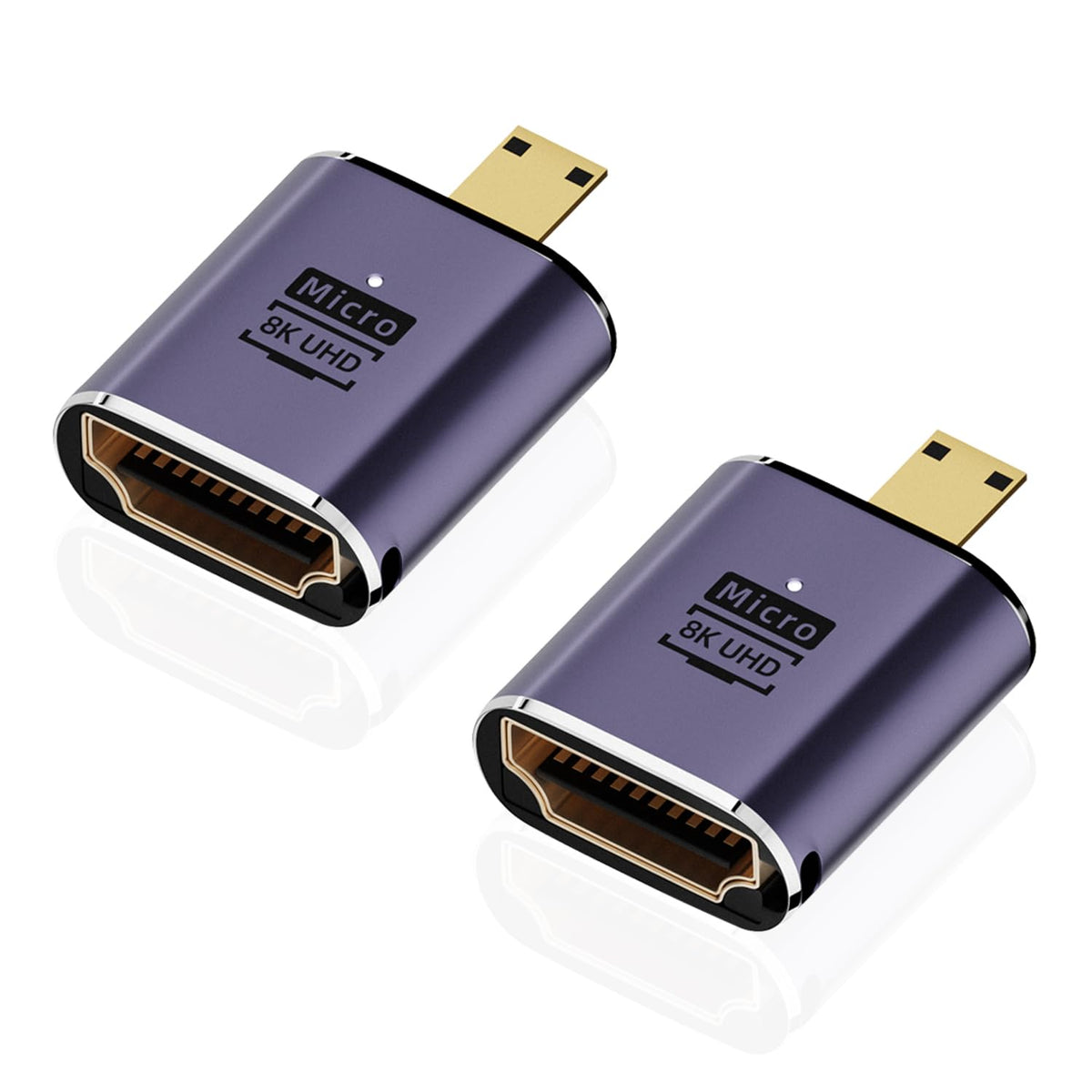 Areme 8K Micro Hdmi To Hdmi Adapter (2 Pack), Micro Hdmi Male To Hdmi Female Cable Converter Connector For Sony A6000, Raspberry