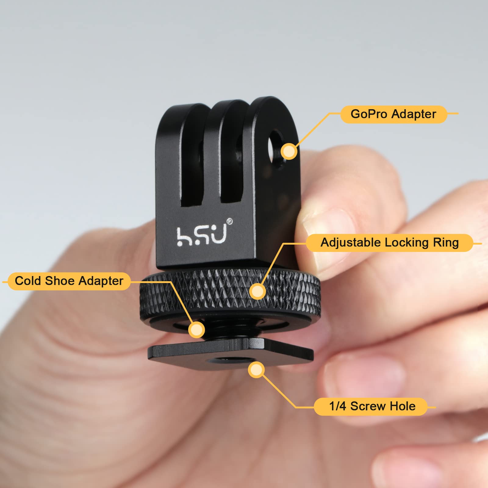 Hsu Aluminum Cold Shoe Mount Adapter, 1/4 20 Screw Hole Tripod Mount Adapter For Gopro Hero 13/12/11/10/9/8/7/6, Dji Osmo Action Akaso, Applicable For Tripod Selfie Stick Monopod And Dslr Camera Flash