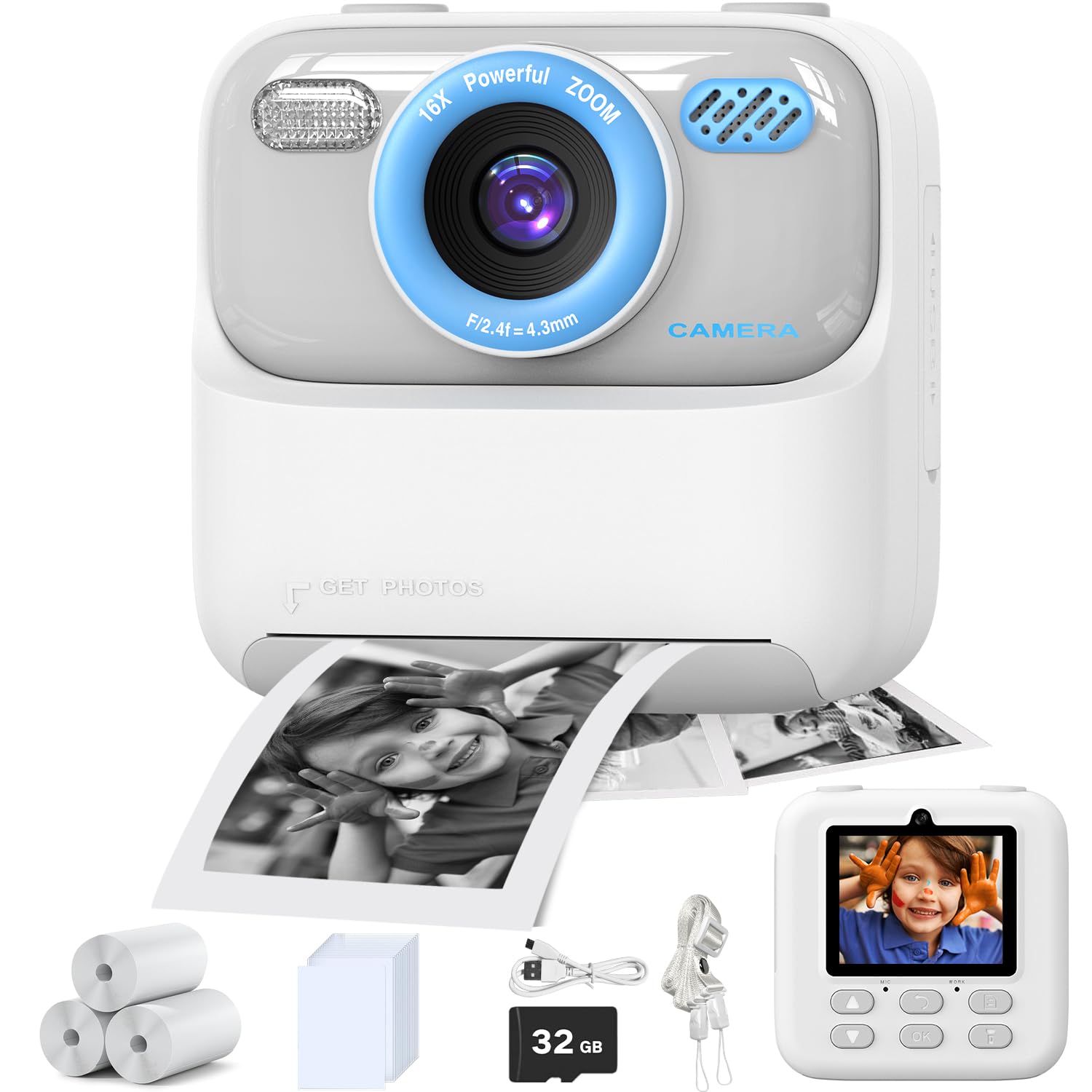 Masterbee Kid Camera Instant Print Photo, Birthday Gifts For Girls And Boys, Kids Digital Camera Toys, 1080P Hd Video, 3 4 5 6 7