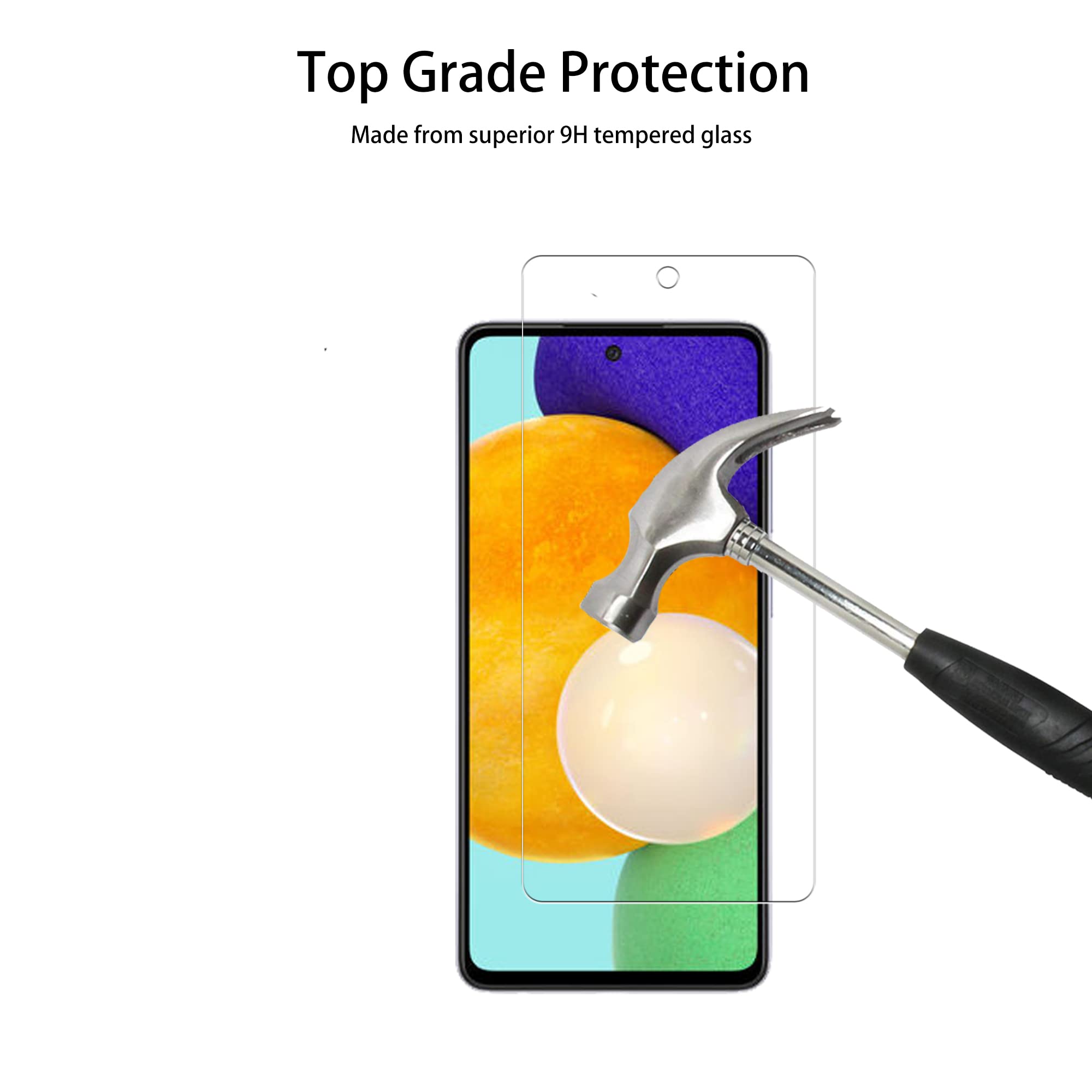 Hkkais Easy Alignment Frame Designed For Samsung Galaxy A52 5G / 4G Tempered Glass Screen Protector 2 Pack Camera Lens Protector