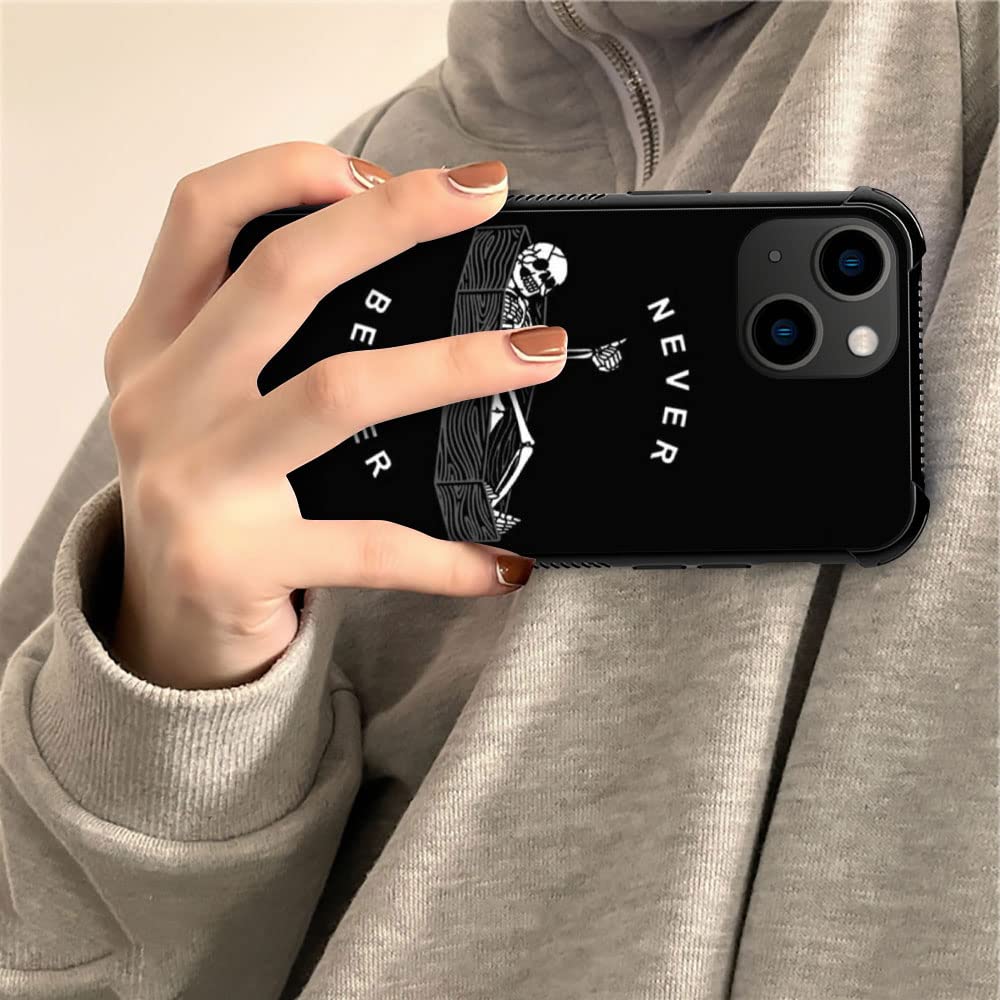 ZHEGAILIAN iPhone 14 Case Never Better Skeleton Tempered Glass TPU Shock Protective