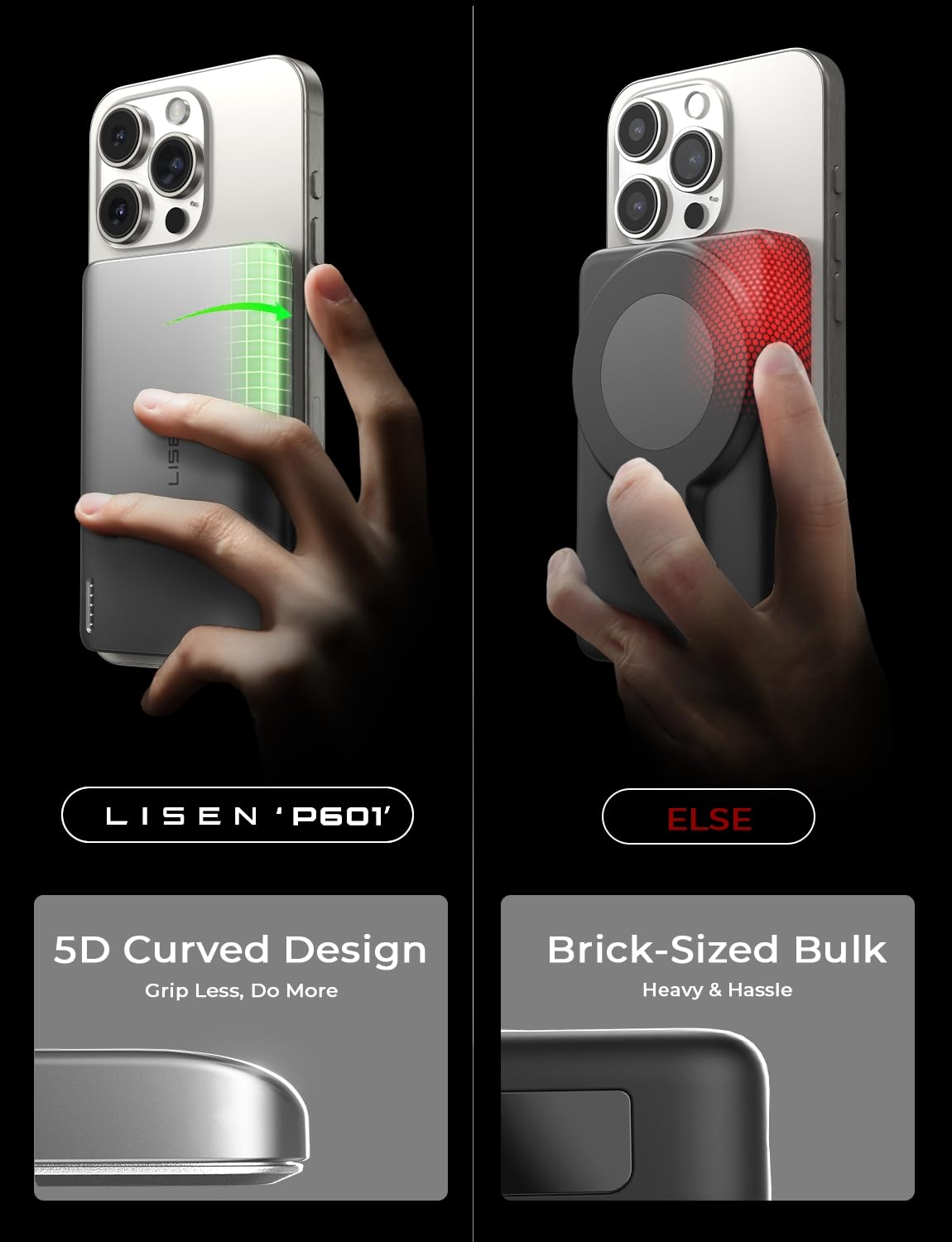 Lisen 0.3 Ultra Slim Magsafe Power Bank For Iphone,[All Alloy] 5,000Mah Magnetic Power Bank For Iphone,Magsafe Battery Pack For