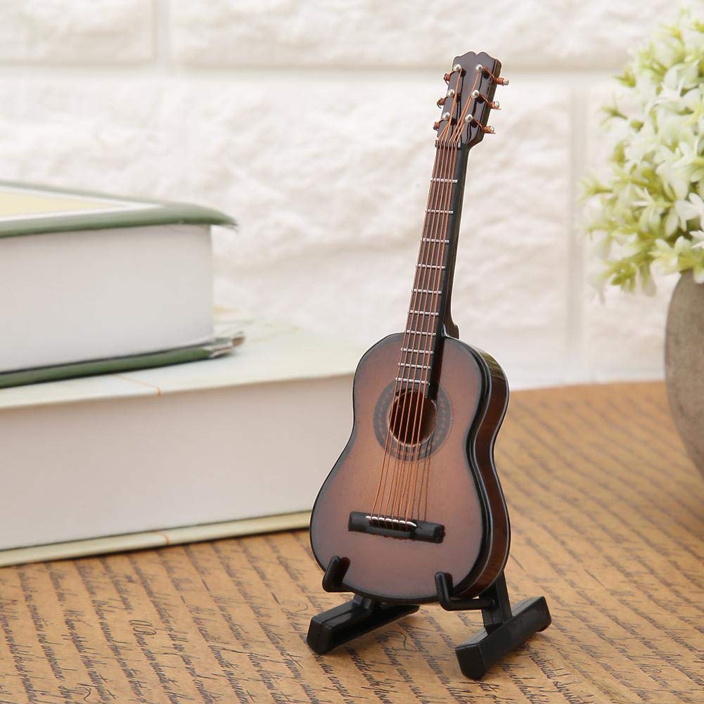 UBERSWEET Wooden Mini Guitar, Craft Guitar Model, Office for Display for Gift(Brown, 10CM)