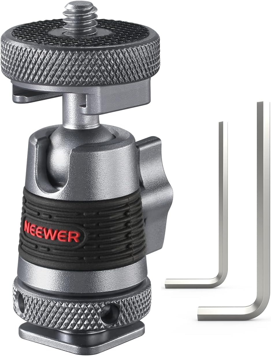 Neewer Mini Ball Head With Removable Cold Shoe Mount And 1/4    Screw, Detachable Cold Shoe Base, 2 Way Installation Compatible