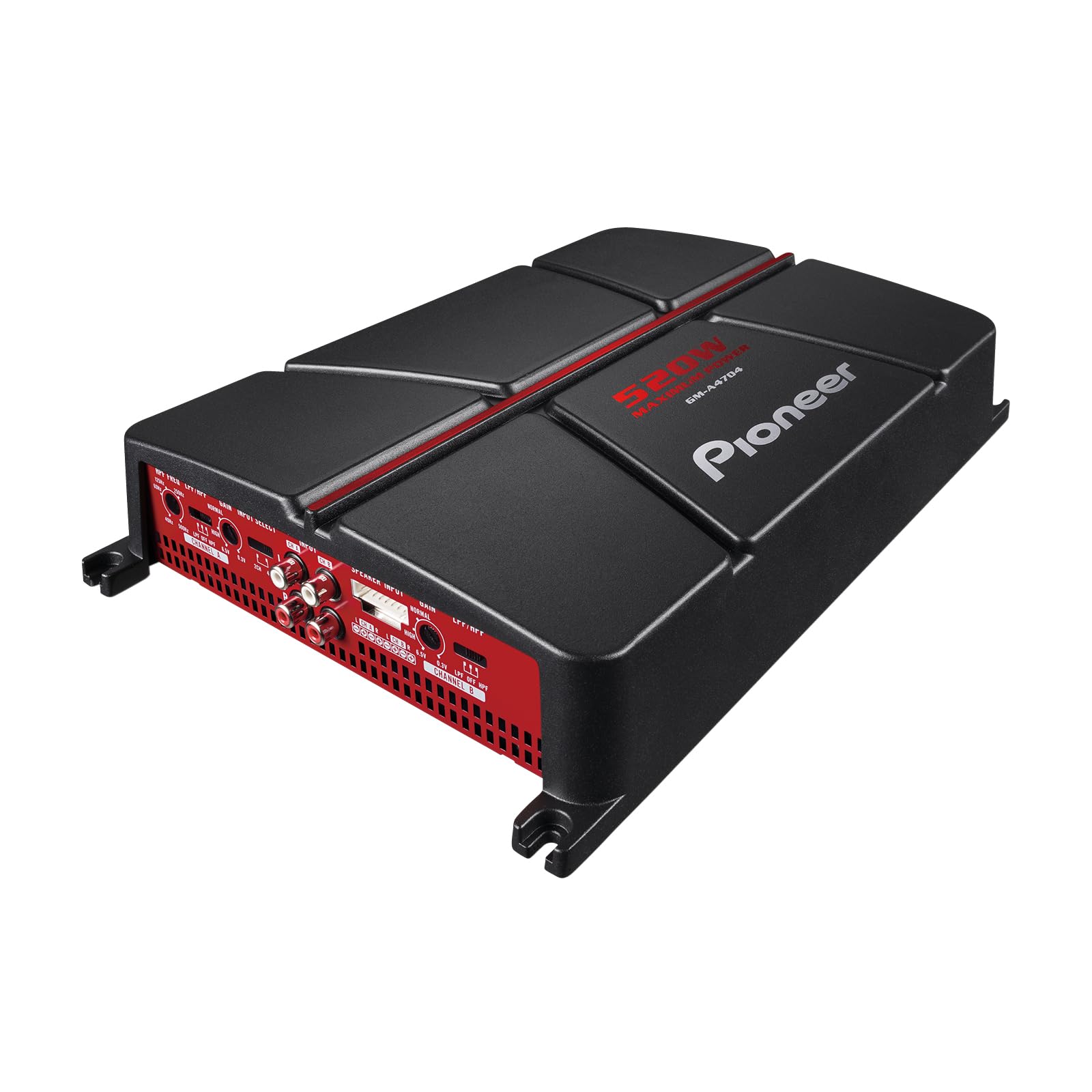 Pioneer GM-A4704 4-Channel Car Amplifier - 520W Max Power, Class AB, Black/Red