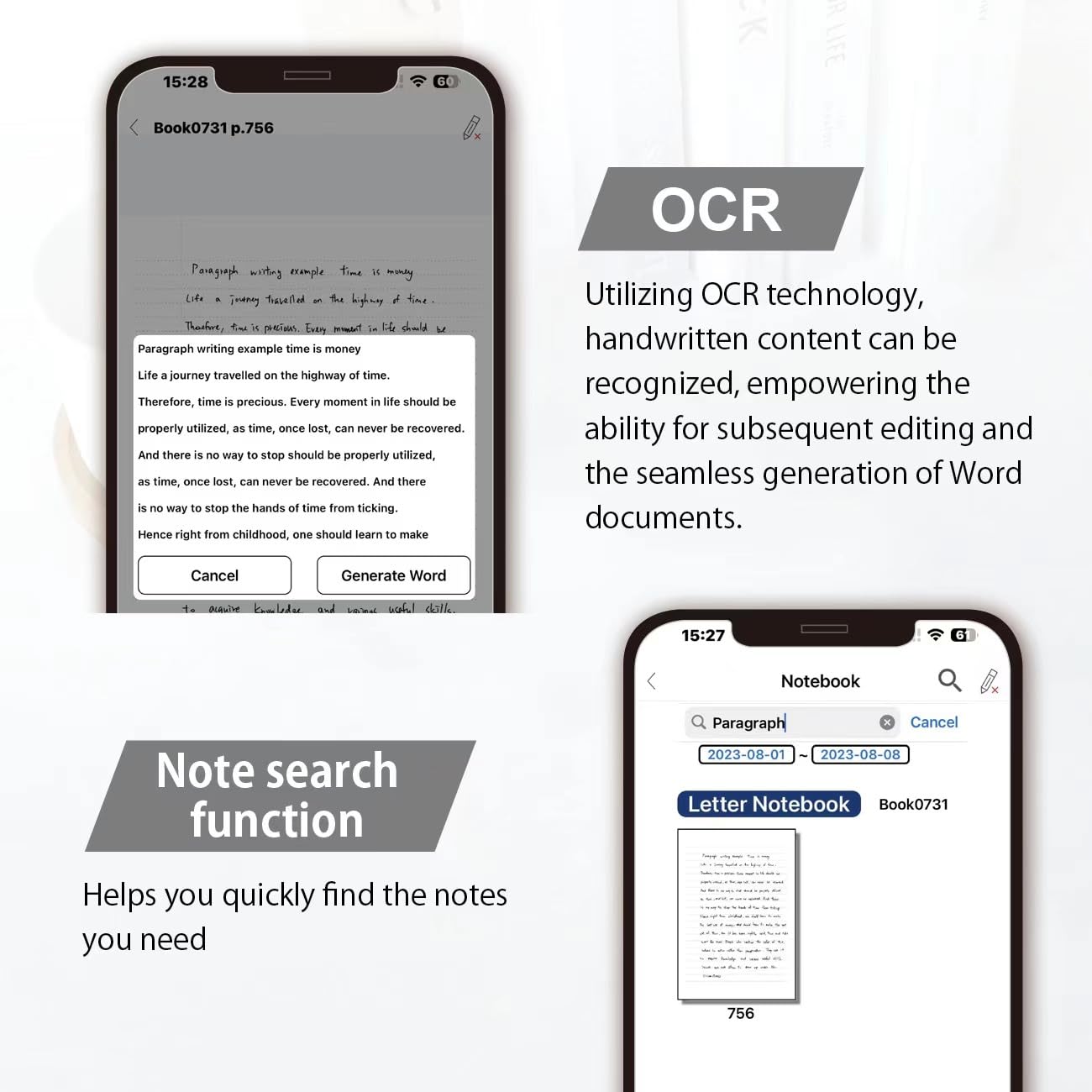 Ophayapen Smart Pen+Notebook+Writing Board, Smartpen Real Time Sync For Digitizing, Storing, And Sharing Paper Notes, Use With O