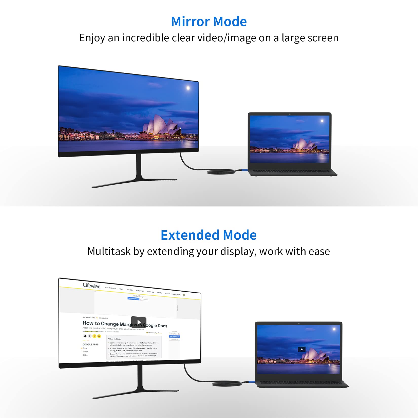Bolaazul 8K Mini Display Port To Displayport 1.4 Cable 1.6Ft, Short Mini Dp To Dp Bi Directional Dp To Mini Dp Adapter Cable Bra
