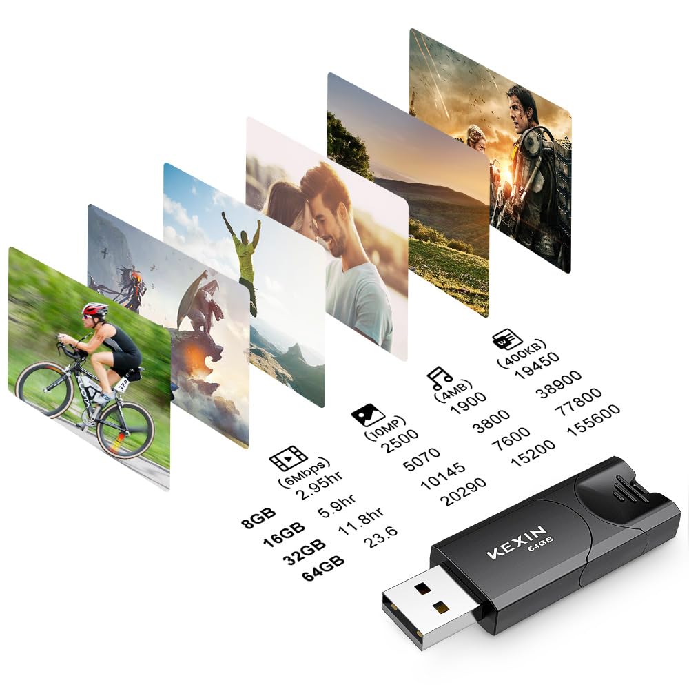 Kexin 64Gb Flash Drive 10 Pack Thumb Drive Usb Flash Drive Zip Drive Usb 2.0 Memory Stick Data Storage (64Gb, Black)