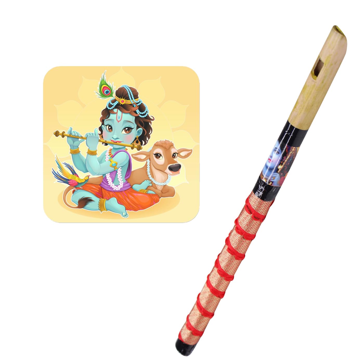 Aasa Decorative Traditional Handmade Wooden Bamboo Flute Basuri Musical Instrument For Gifting And Janmastami Decore Pack Of 1