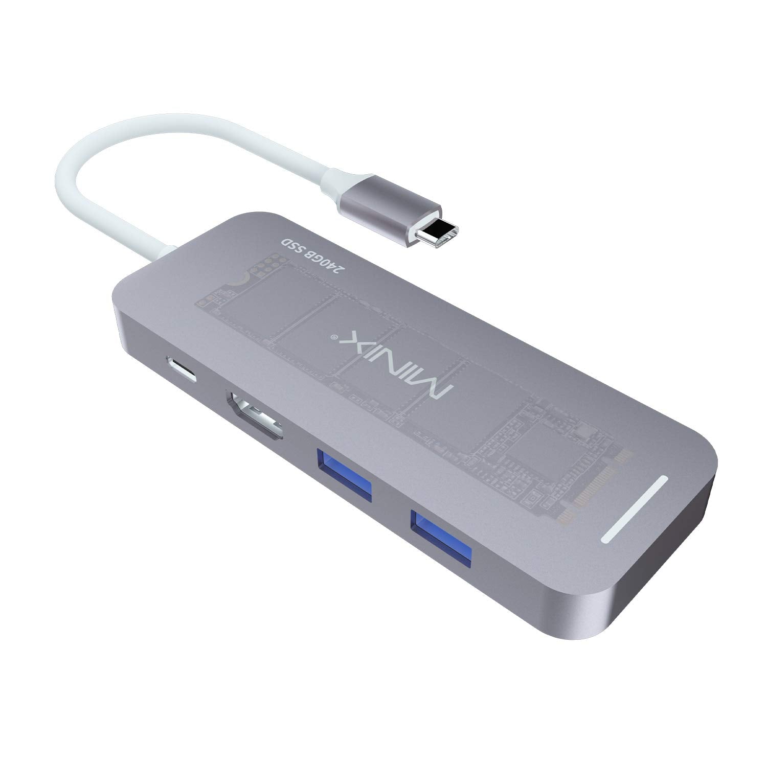 MINIX AC NEOS2GR USBC Hub 4Ports HDMI1.4 4K USB TypeC 240G M.2 SSD Gray BLK