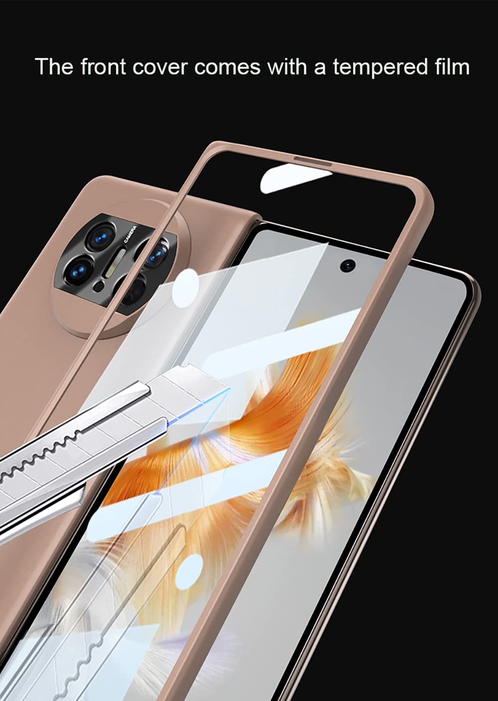 Coque Mate X3 Case,Ultra Slim Tempered Film 3Mm Narrow Border All Inclusive Protection Shockproof Case For Mate X3 Black