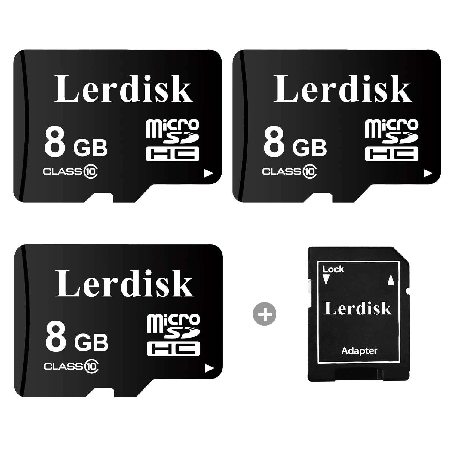 Lerdisk Factory Wholesale Micro Sd Card 8Gb U1 Pack Of 3 In Bulk Micro Sdhc With Adapter Produced By Authorized Licencee(8Gb)