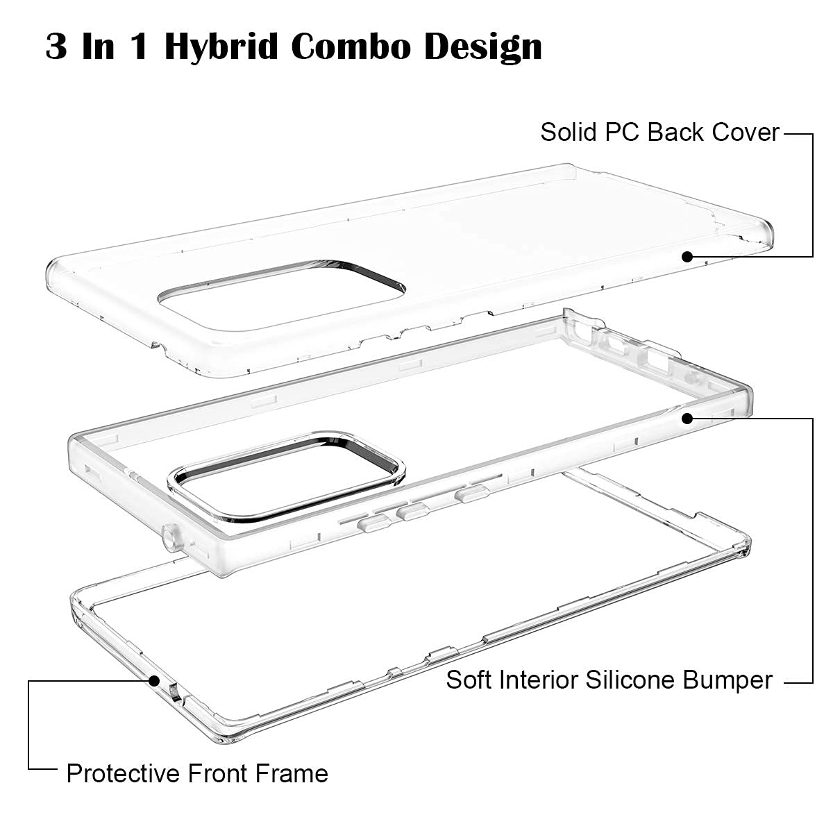 Welovecase Galaxy Note 20 Ultra Clear 3 In 1 Full Body Heavy Duty Shockproof Tpu Bumper Case, 6.9Inch