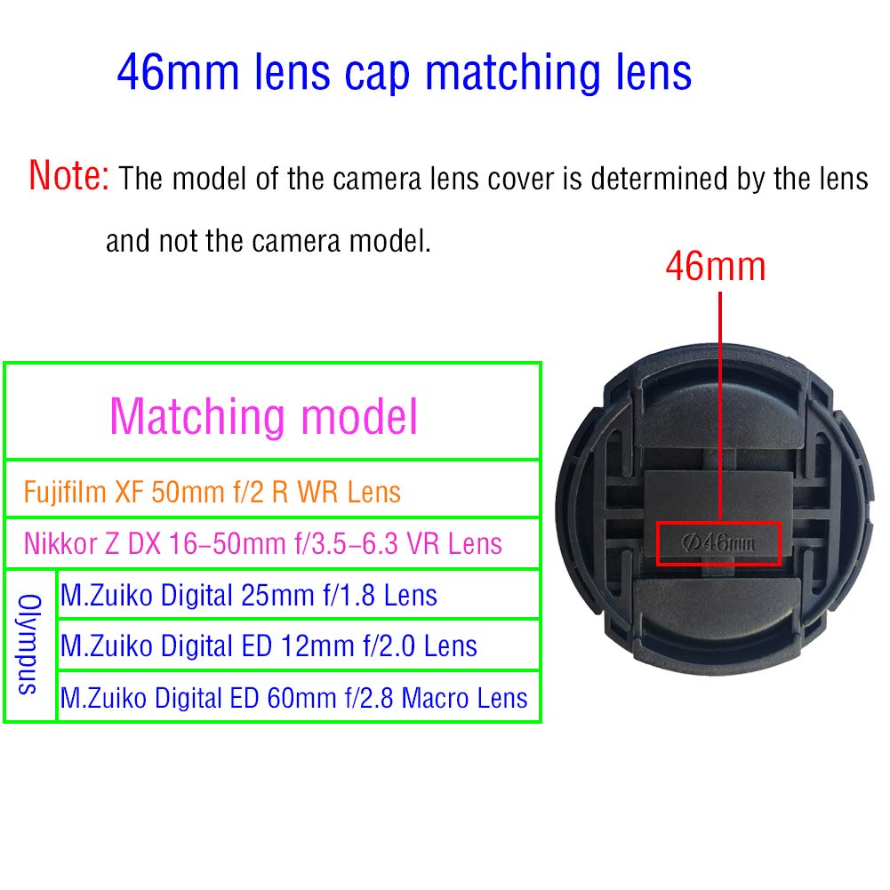 46Mm Snap On Lens Cap Cover For Nikon Nikkor Z Dx 16 50Mm F/3.5 6.3 Vr,Panasonic Lumix G 25Mm, F1.7 Asph,Lumix G Ii 20Mm, F1.7 A