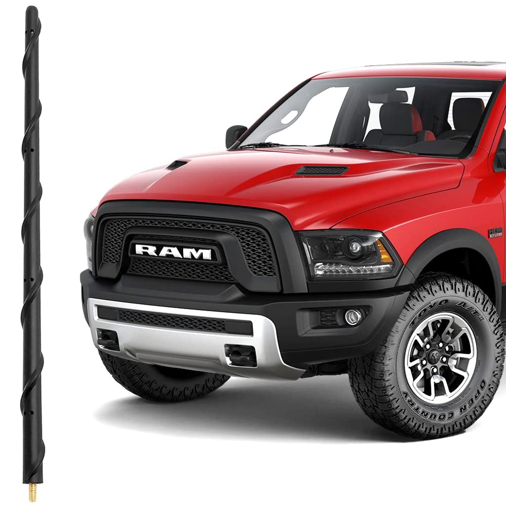 Ksaauto 16 Inch Antenna For 2009 2024 Dodge Ram 1500 2500 3500 Classic Warlock, Dodge Ram 1500 Accessories, Flexible Spiral Rubb