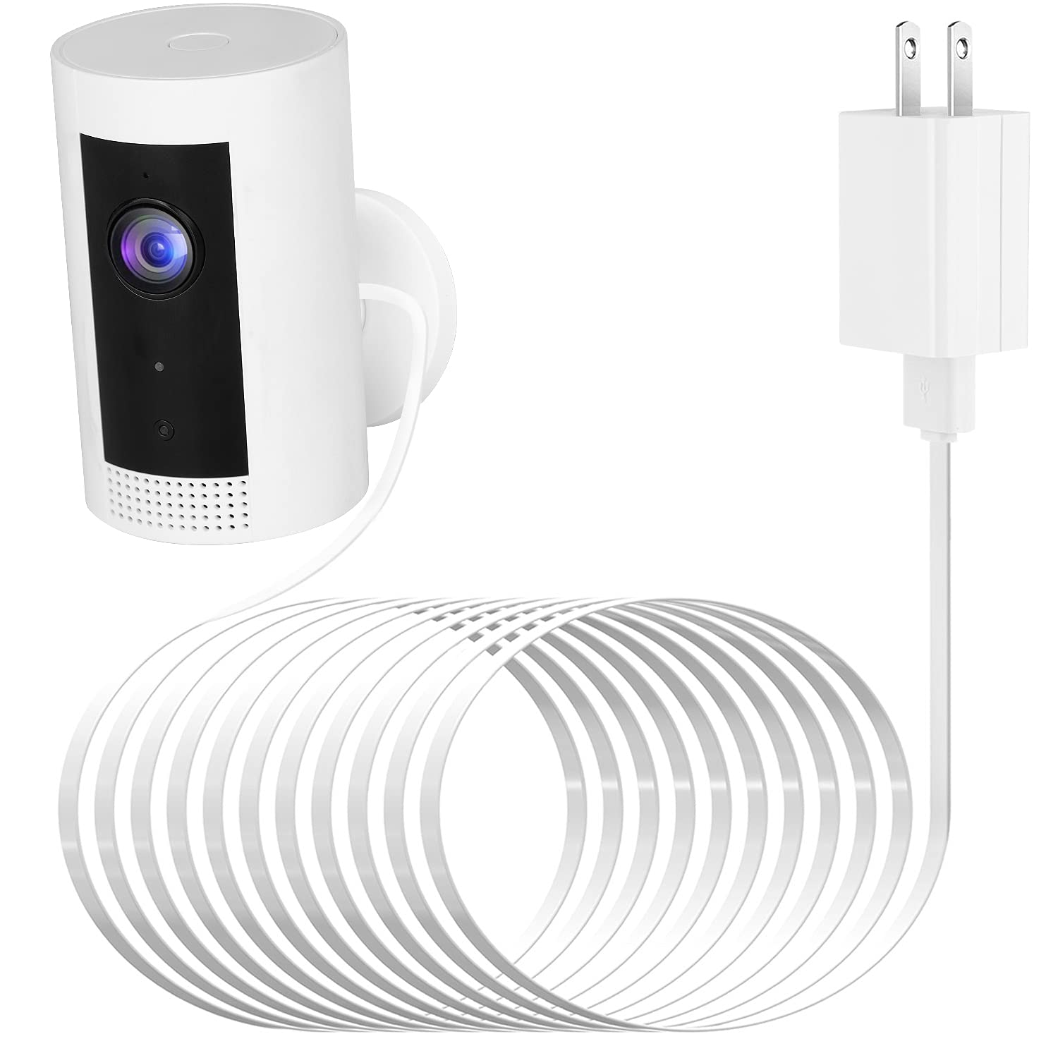 Alertcam Power Adapter For Ring Indoor Cam (2Nd Gen) And Ring Indoor Cam(1St Gen), With 25Ft/7.5M Flat Charging Cable Continuously Charge Your Camera (Not Compatible With Ring Stick Up Cam)