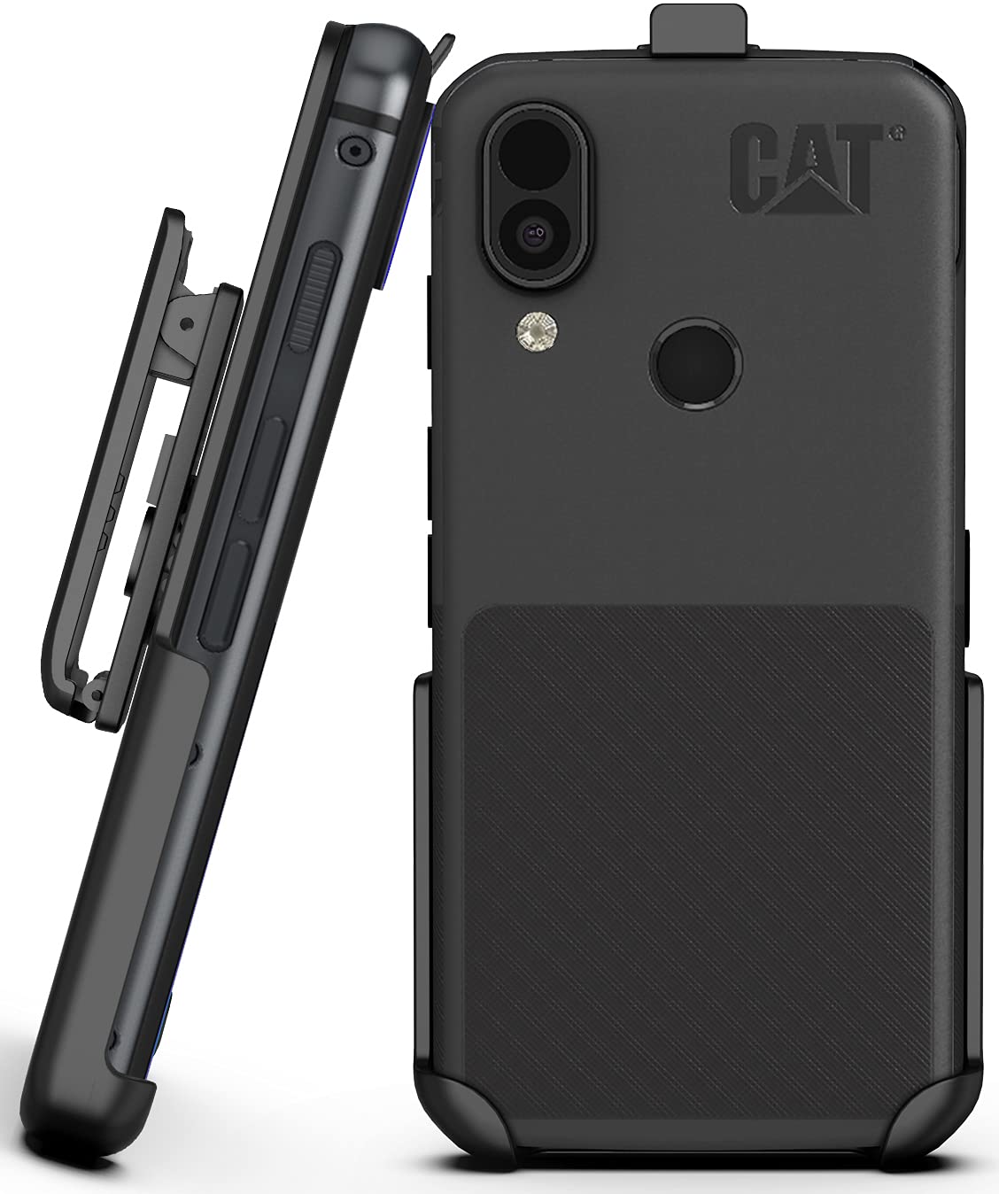 Holster for CAT S62, Nakedcellphone Black [Rotating/Ratchet] Belt Clip Holder Case [with Kickstand] Compatible with Caterpillar 