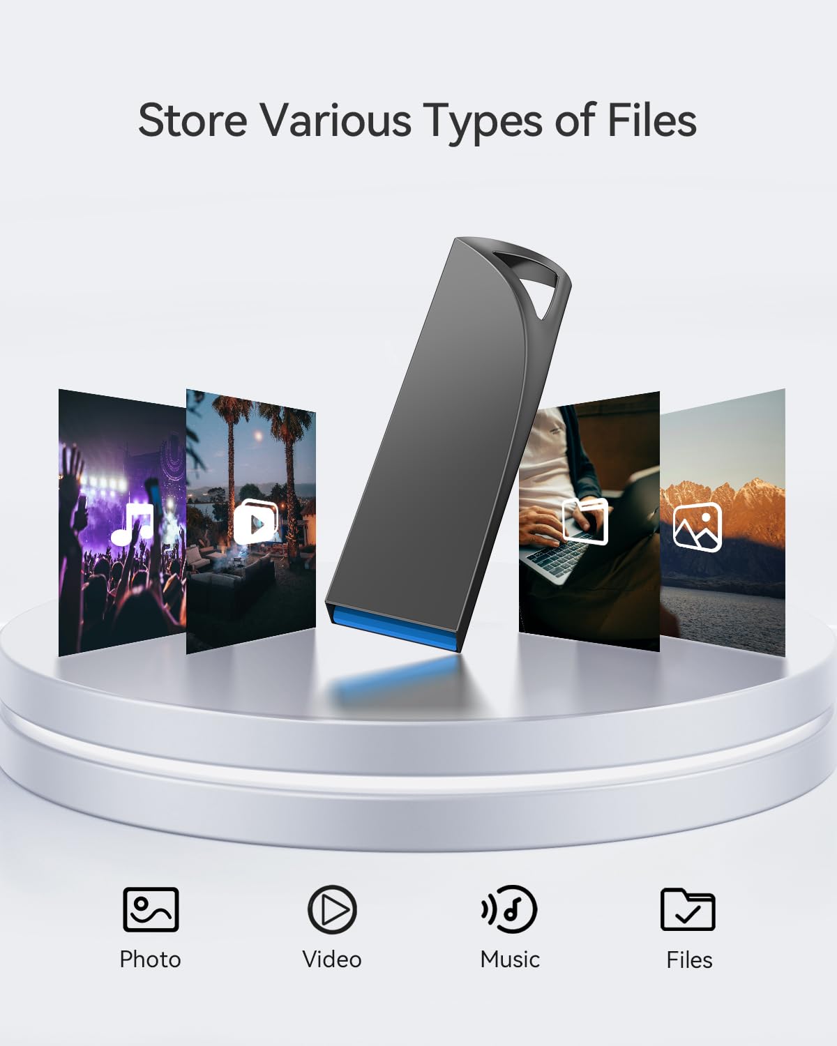 Garmese 64Gb Usb 3.0 Flash Drive, Waterproof Metal Usb Memory Stick, Slim Thumb Drive Portable Pen Drive With Keychain Hole Styl