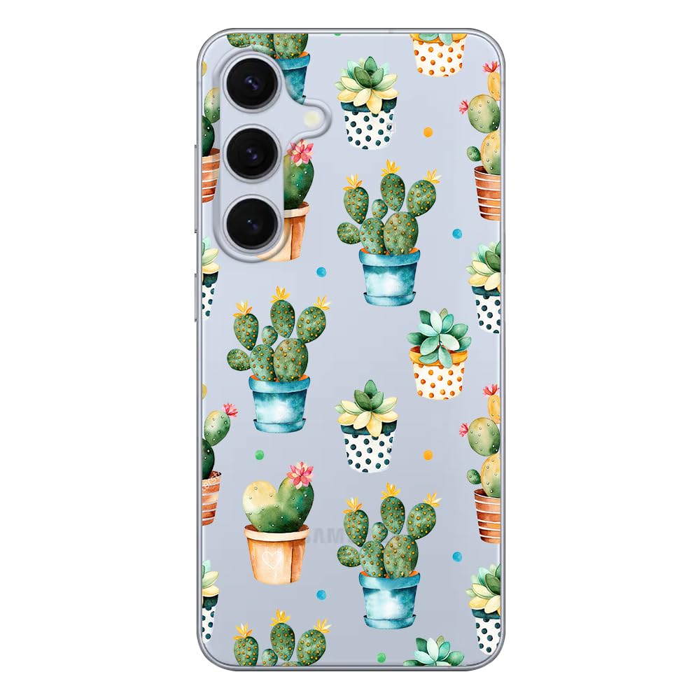 Blingy'S For Samsung Galaxy S24 Case, Women Girls Cute Cactus Design Fun Succulents Style Transparent Soft Tpu Protective Clear