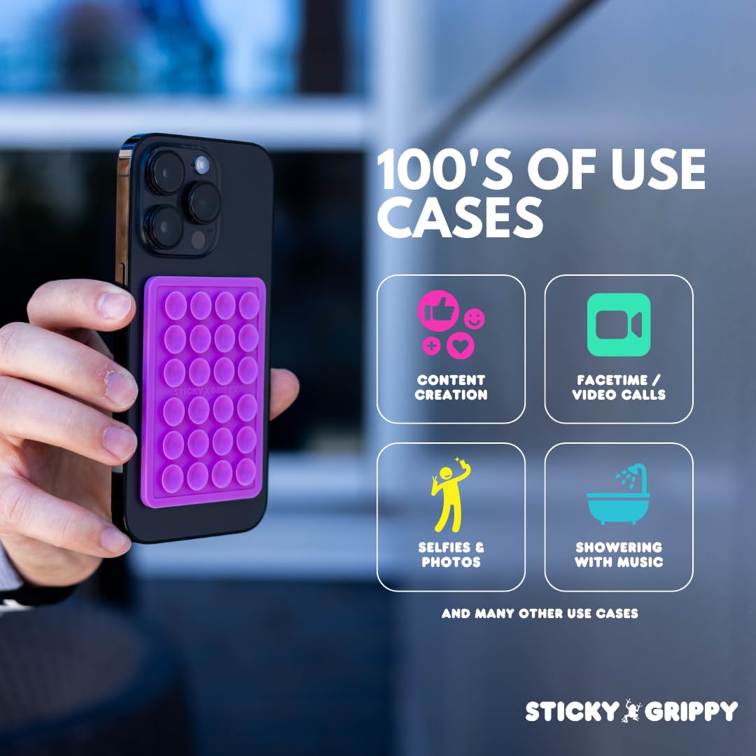 Stickygrippy Suction Phone Case Mount, Sillicon Adhesive Phone Accessory For Iphone And Android, Hands Free Fidget Toy Mirror Sh