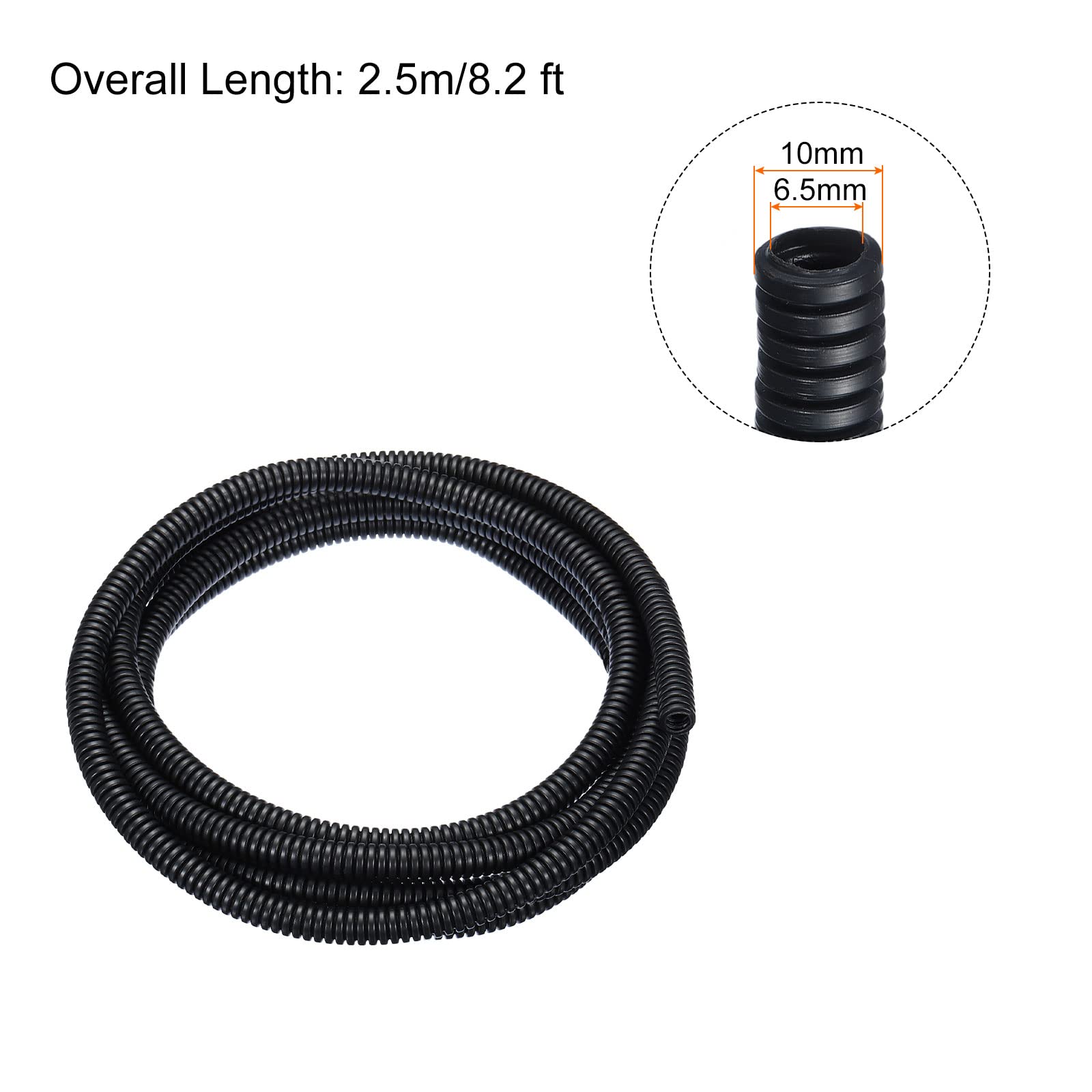 Rebower Corrugated Conduit Heat Resistant Split Wire Flexible Cover, For [Office Cord Protector, Electrical Cable]   25/64 Inch