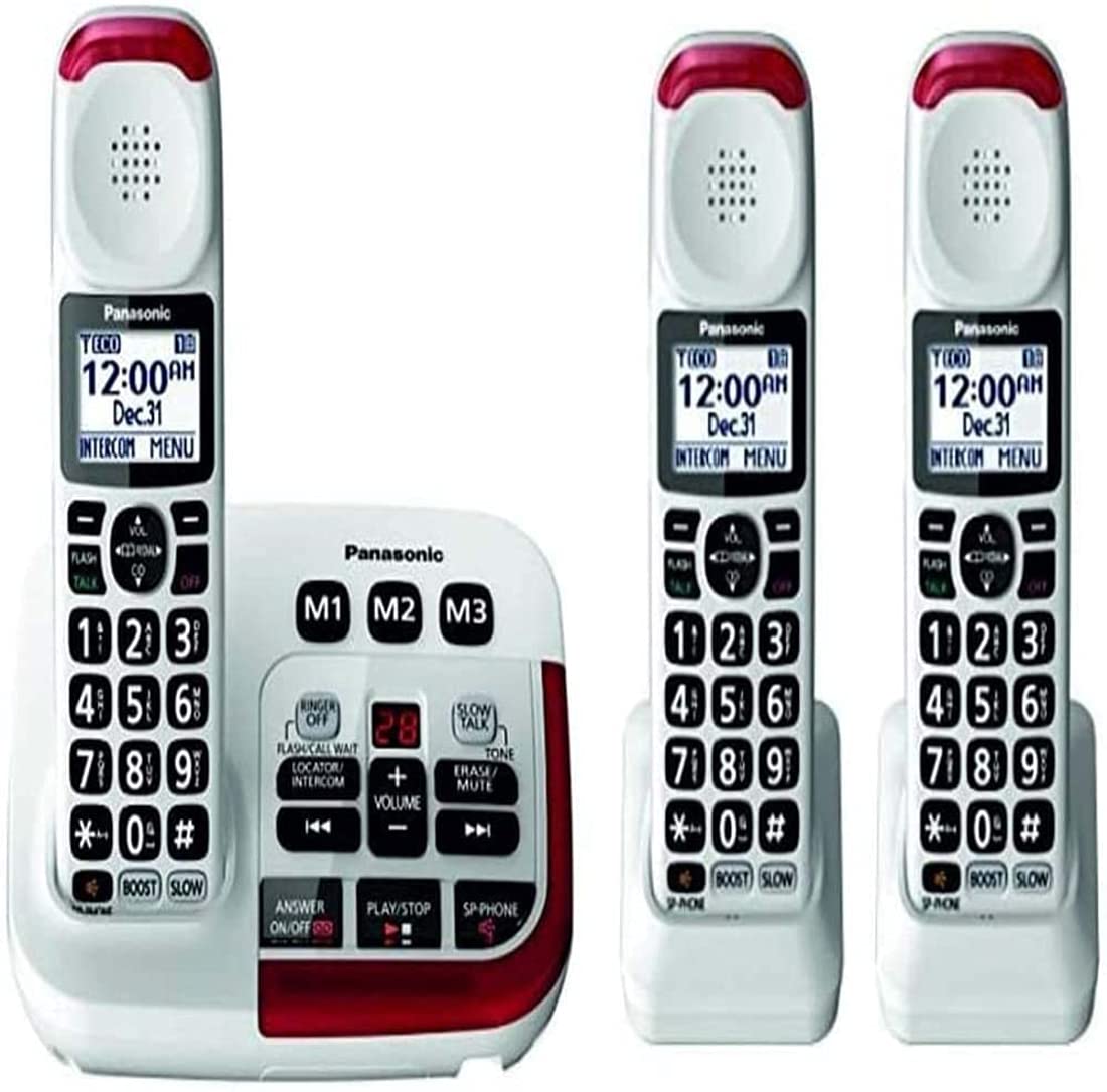 Panasonic KX-TGM420W + (2) KX-TGMA44W Amplified Cordless Phone with Digital Answering Machine Expandable Upto 6 Handsets and Voi