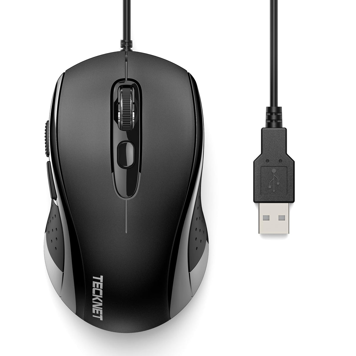 Tecknet Wired Mouse, Usb Wired Computer Mouse, 3600Dpi 4 Adjustable Levels, 6-Button Ergonomic Mice, Home And Office Mouse For Laptop Pc Desktop Notebook - Black