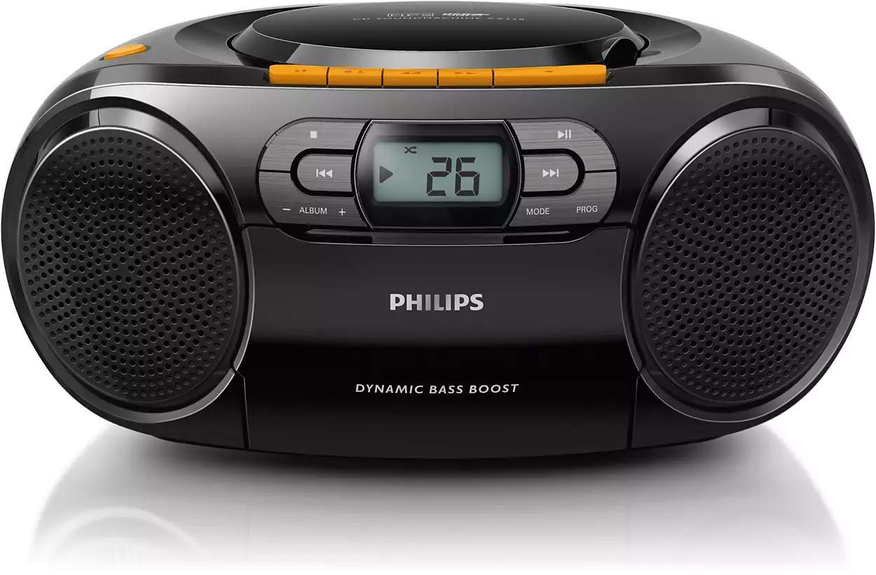 Philips Stereo Cd Player, Portable Cassette Player, Portable Boombox, Usb, Fm, Mp3, Tape, Cd Player Boom Box, Az328   Cd Player