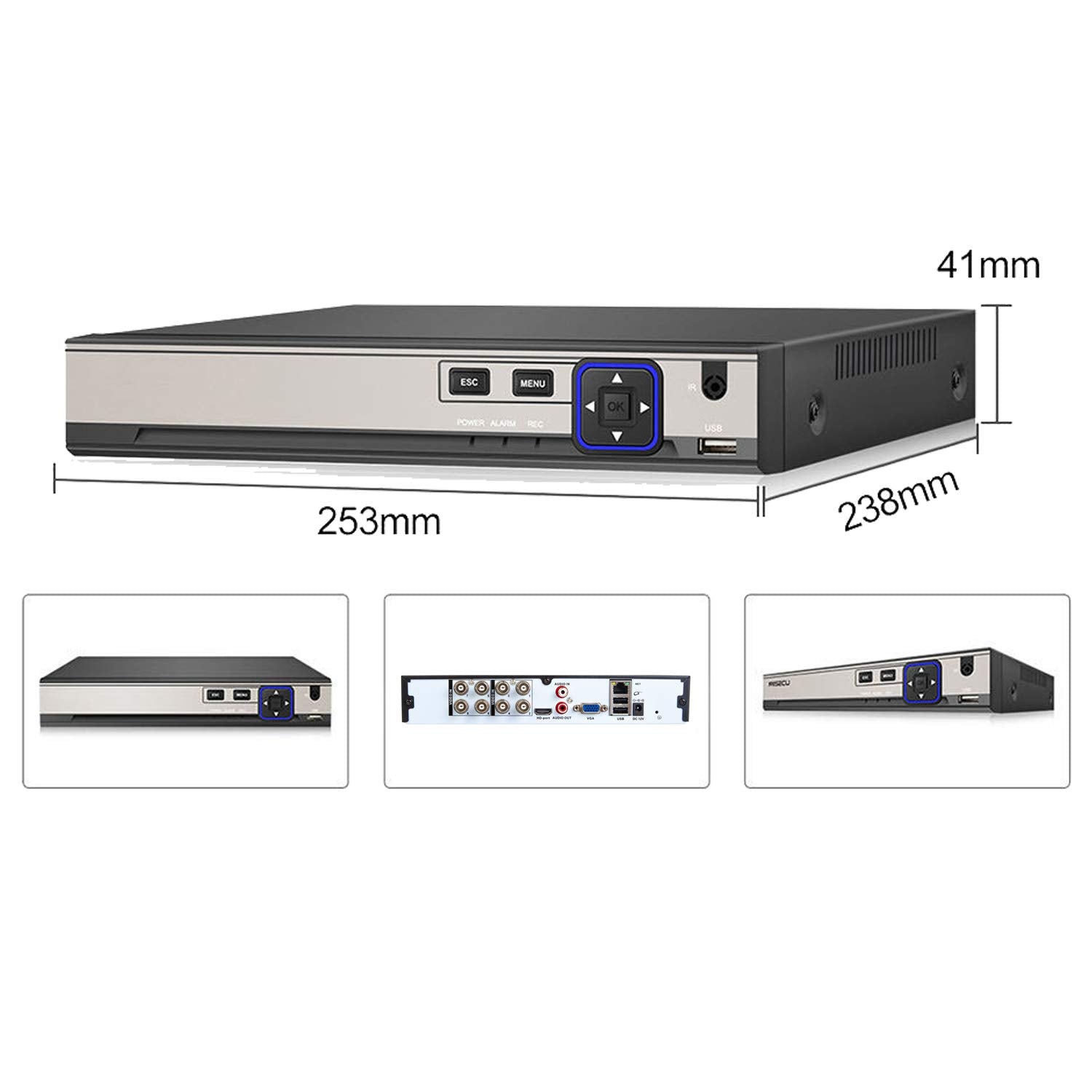 Xenocam 8Ch 5M N/1080N Full High Definition Hybrid For Ahd/Tvi/Cvi/Analog/Onvif Ip Dvr H.265 Cctv Video Recorder P2P Remote Phon