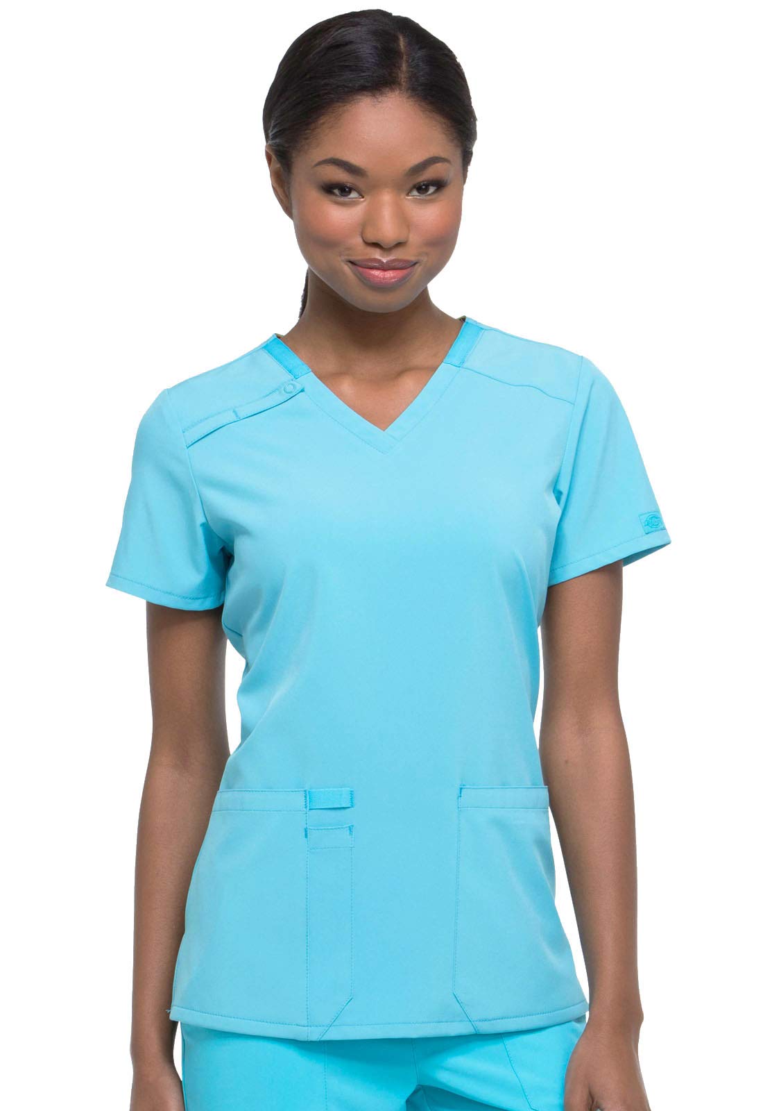 Dickies Eds Essentials Scrubs, V Neck Womens Tops With Four Way Stretch And Moisture Wicking Dk615, Xl, Turquoise