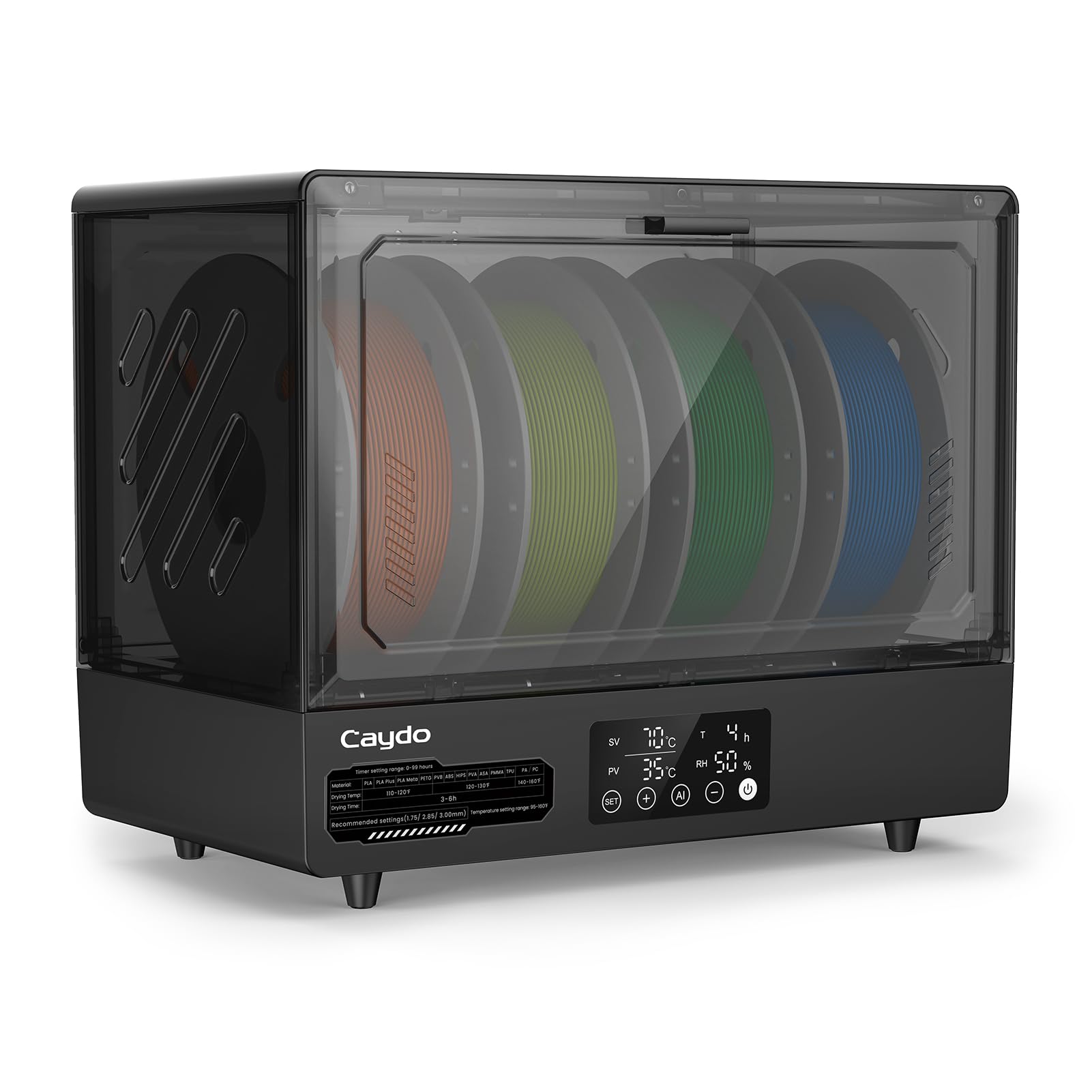 Caydo Filament Dryer, 3D Printer Filament Dry Box with Auto Humidity Control for Anti-Moisture Filament Storage, 350W PTC Heater