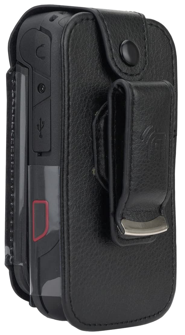 Case For Sonim Xp3 Plus Flip Phone, Nakedcellphone [Black Vegan Leather] Form Fit Cover With [Built In Screen Protection] And [M