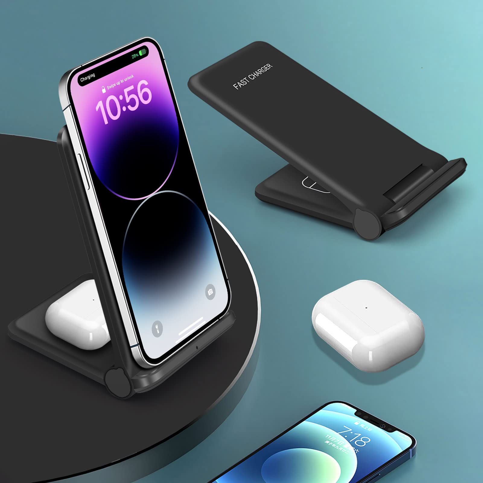 25W Wireless Charger,Foldable 2 In 1 Wireless Charging Station For Apple Iphone 15/15 Pro/14/13/12/11/Plus/Se/X/Airpods,Pdkuai 1