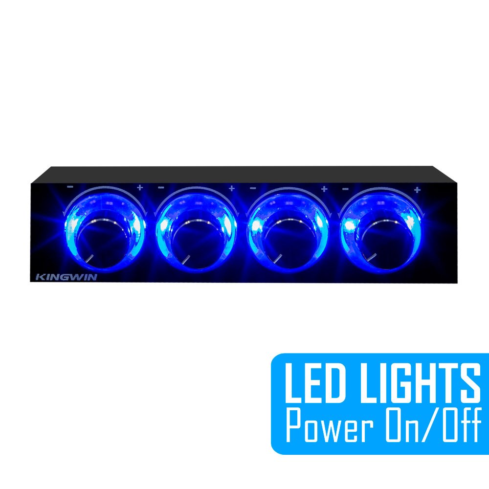 Kingwin Fan Controller 4 Channel W/ Led. Controls Up To 4 Sets Of Pc Computer Fans, Independent Turn Knob Control, And Fits 3.5