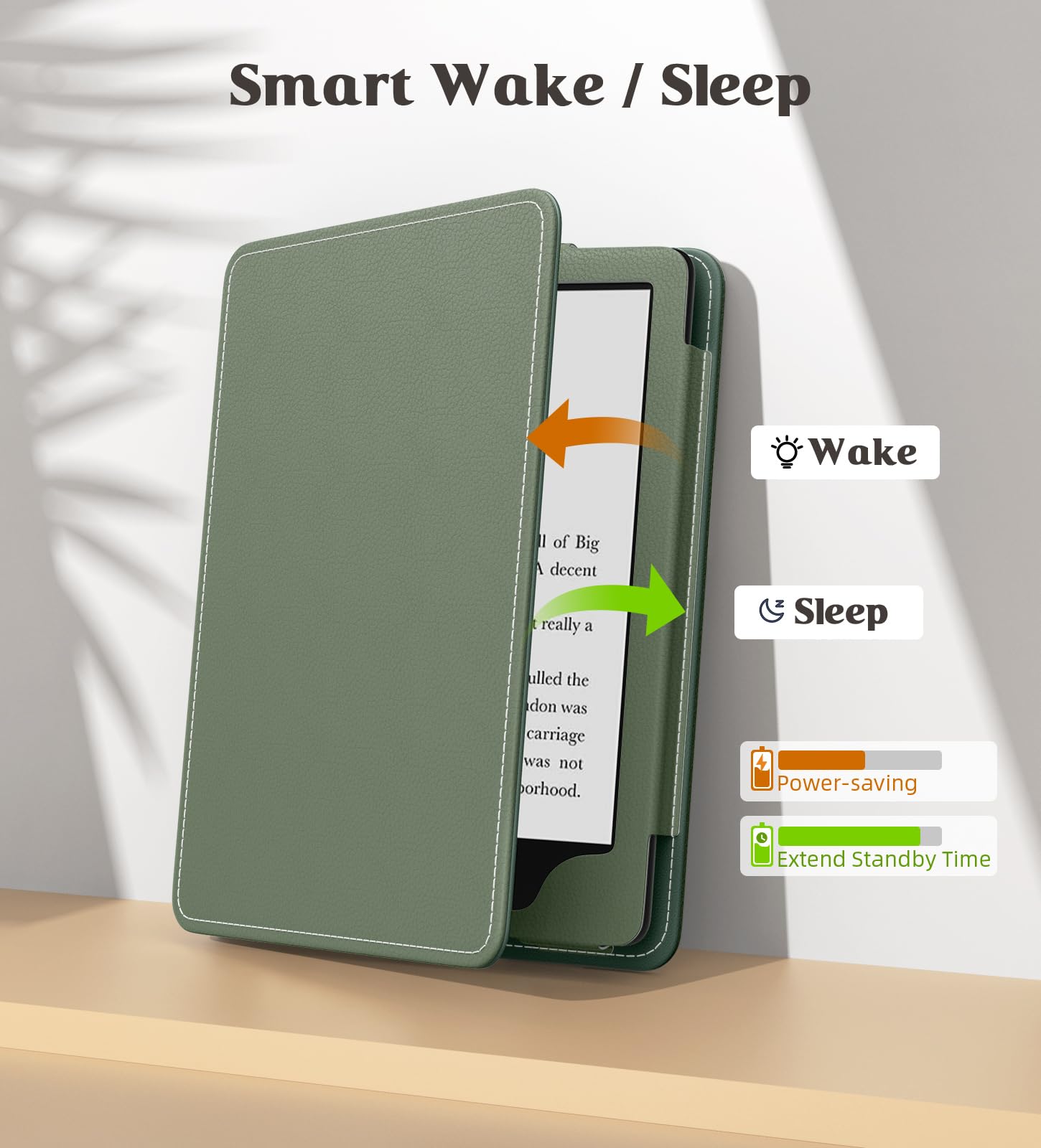 MoKo Case for 7'/6.8' Kindle Paperwhite(12th/11th Generation 2024/2021) and Kindle Colorsoft Signature Edition, Slim PU Shell Cover Case with Auto Wake/Sleep for Kindle Paperwhite 2024, Celadon
