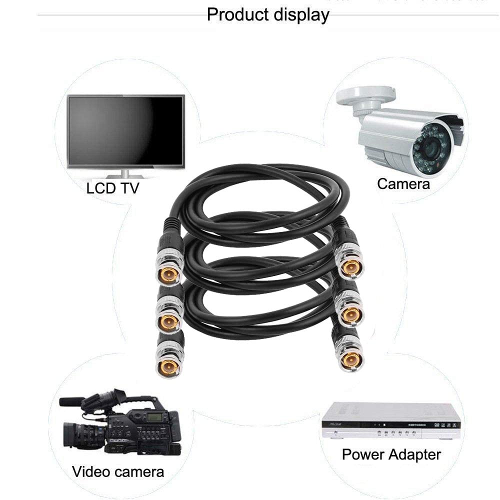Joinsi 3 Pack 10Ft Bnc Male To Bnc Male Jumper 75 Ohm Cable Extension Connector For Cctv Dvr To Tv System